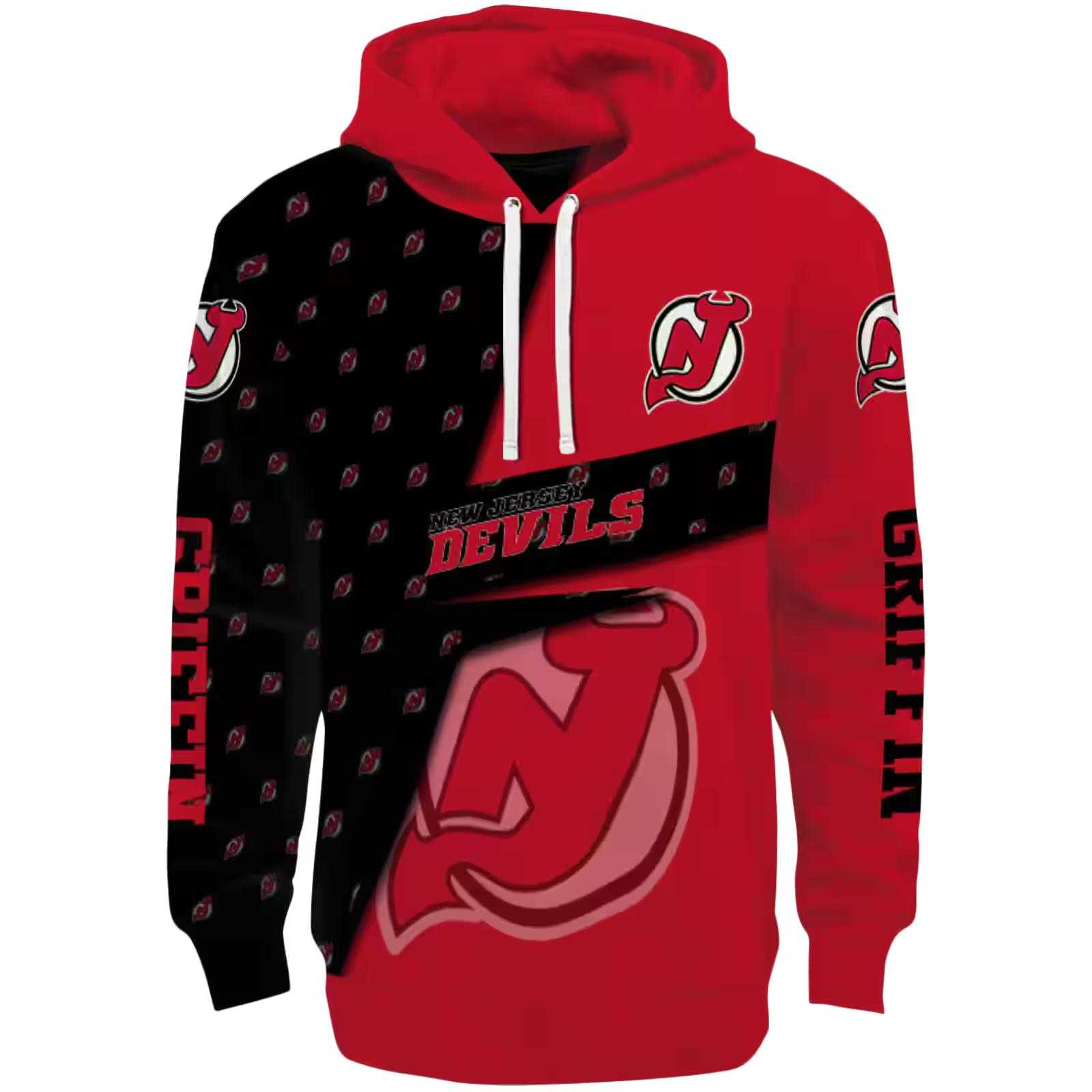 Customized New Jersey Devils Abstract Shape Red Hoodie