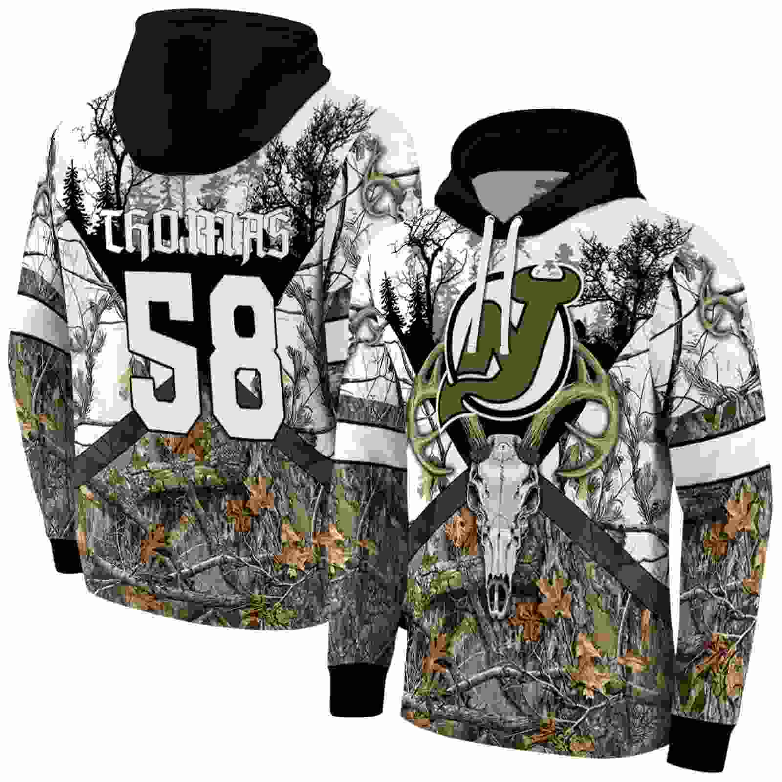 customized new jersey devils forest silhouette hoodie fashion forward