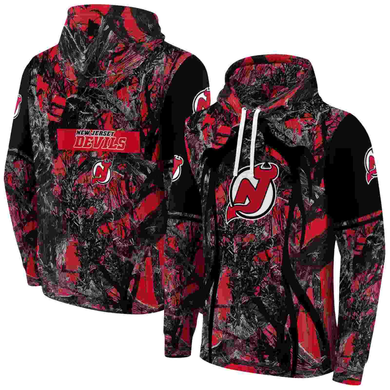 customized new jersey devils hunting theme red black hoodie fashion forward