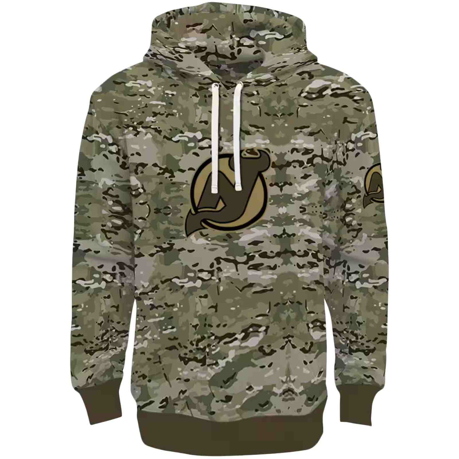 Customized New Jersey Devils Military Style Hoodie