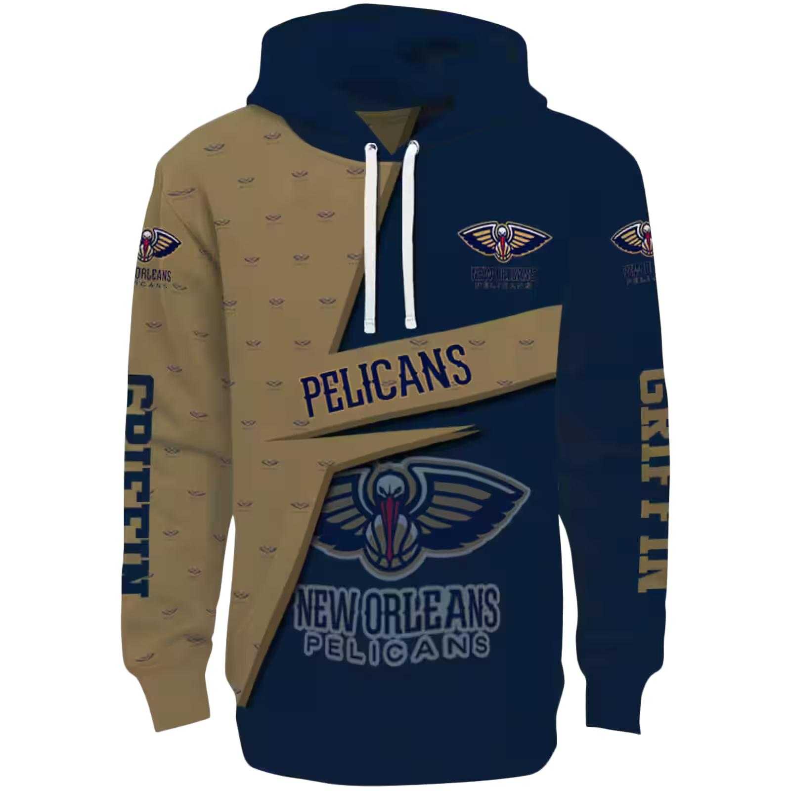 Customized New Orleans Pelicans Abstract Shape Navy Hoodie