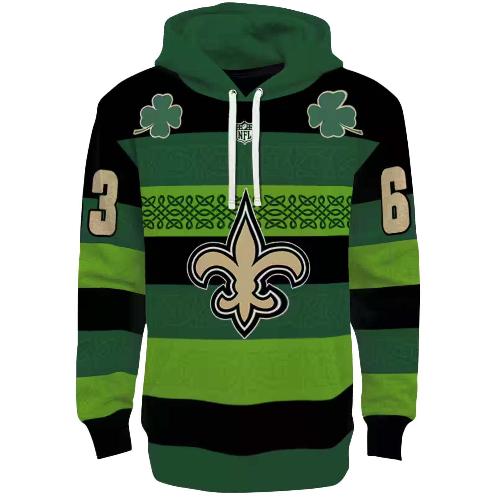 Customized New Orleans Saints Celtic Patterns Green Hoodie