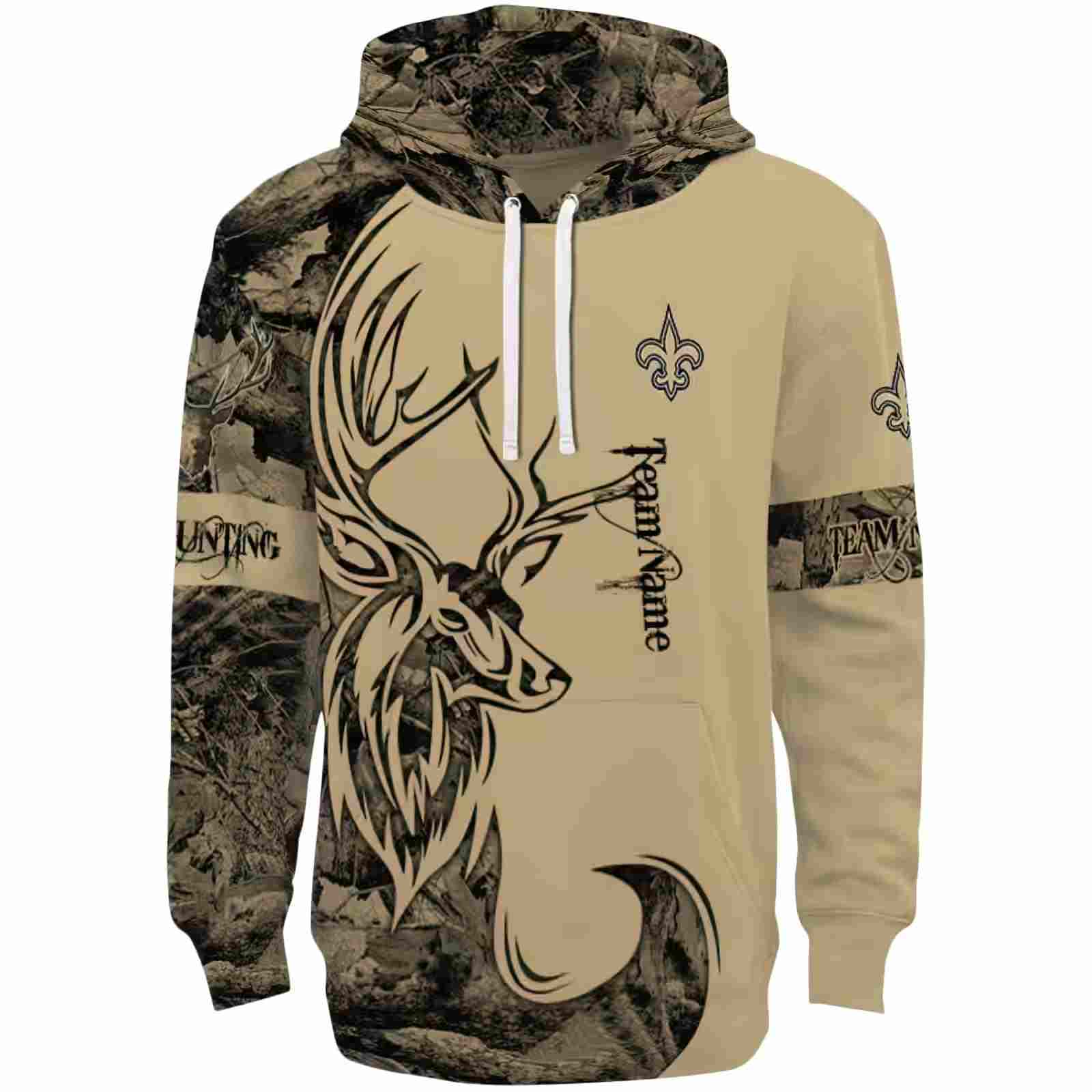 Customized New Orleans Saints Deer Silhouette Gold Hoodie