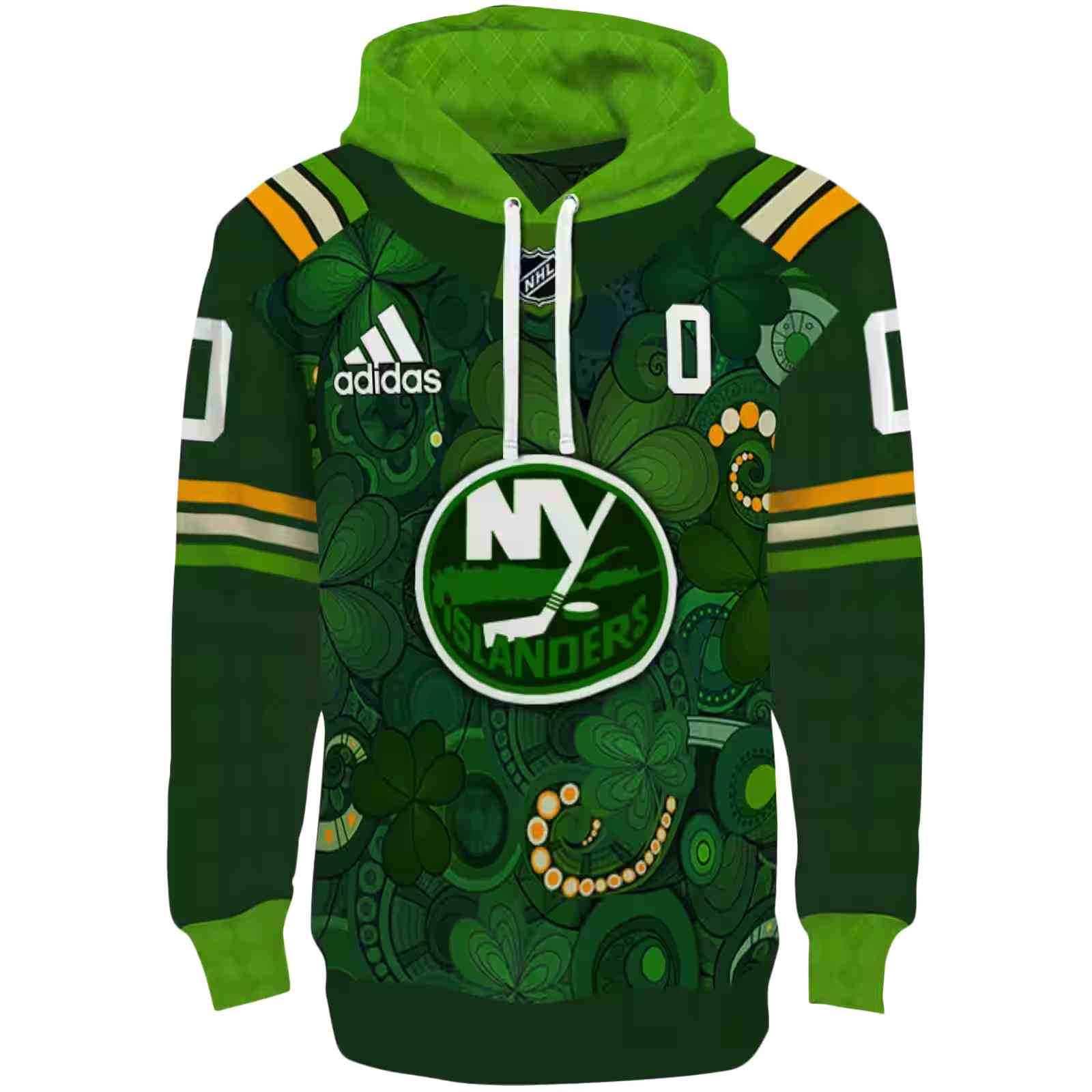 Customized New York Islanders Shamrock Theme Green Hoodie