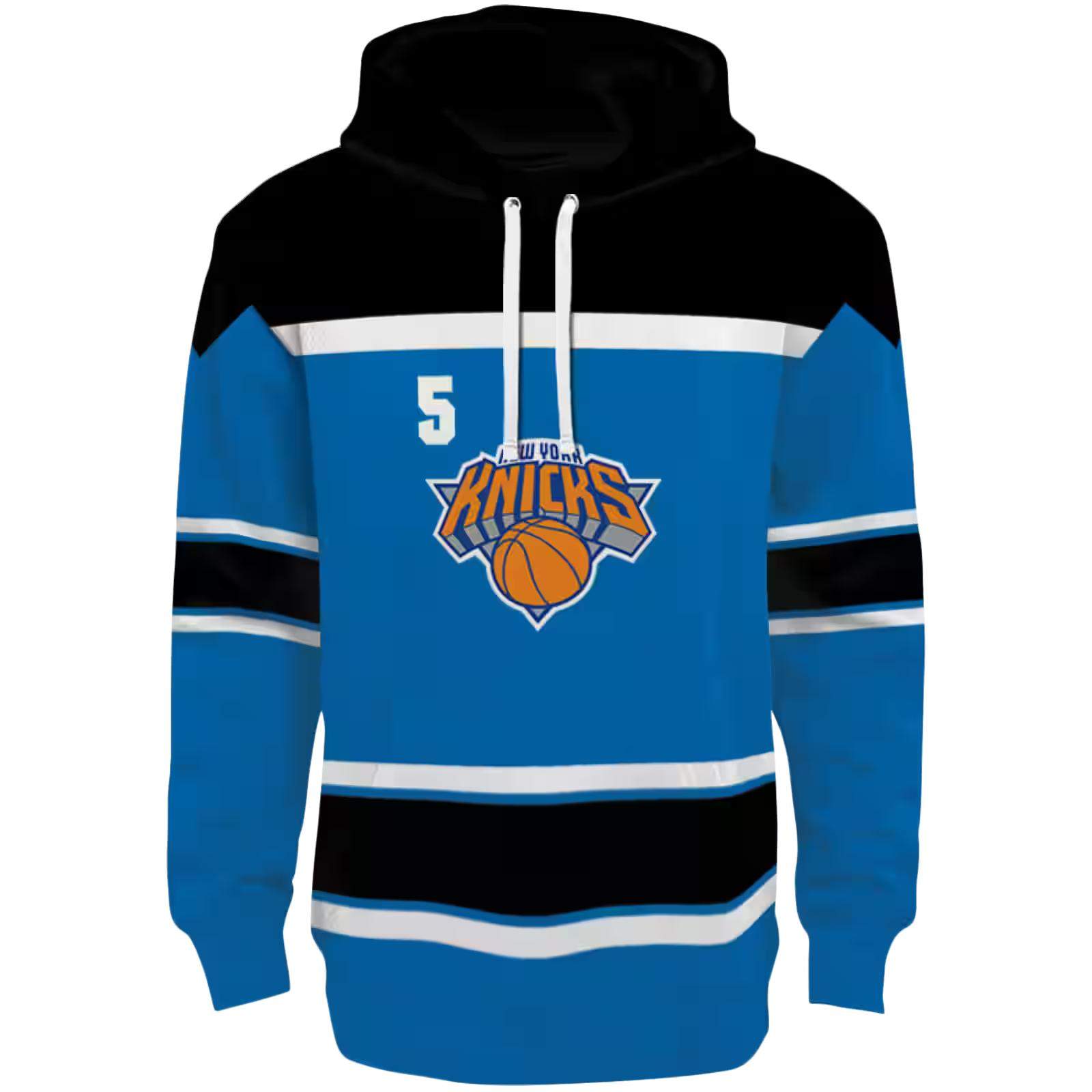 Customized New York Knicks Striped Pattern Blue Hoodie