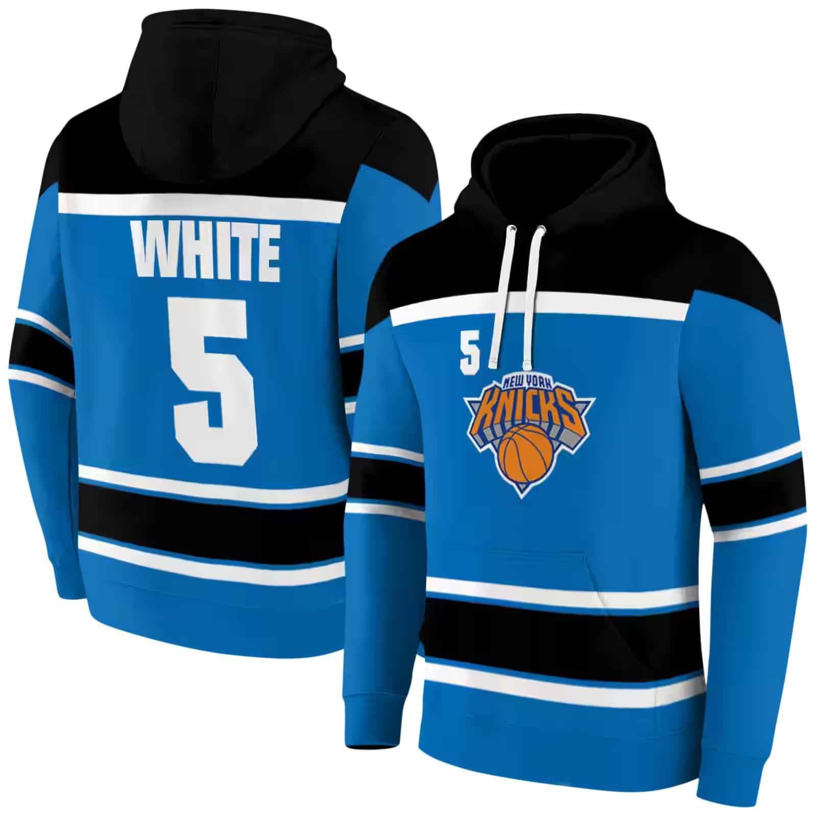 customized new york knicks striped pattern blue hoodie fashion forward