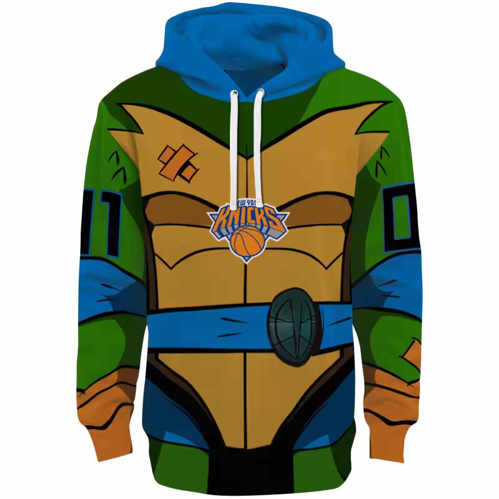 Customized New York Knicks Superhero Armor Blue Green Hoodie