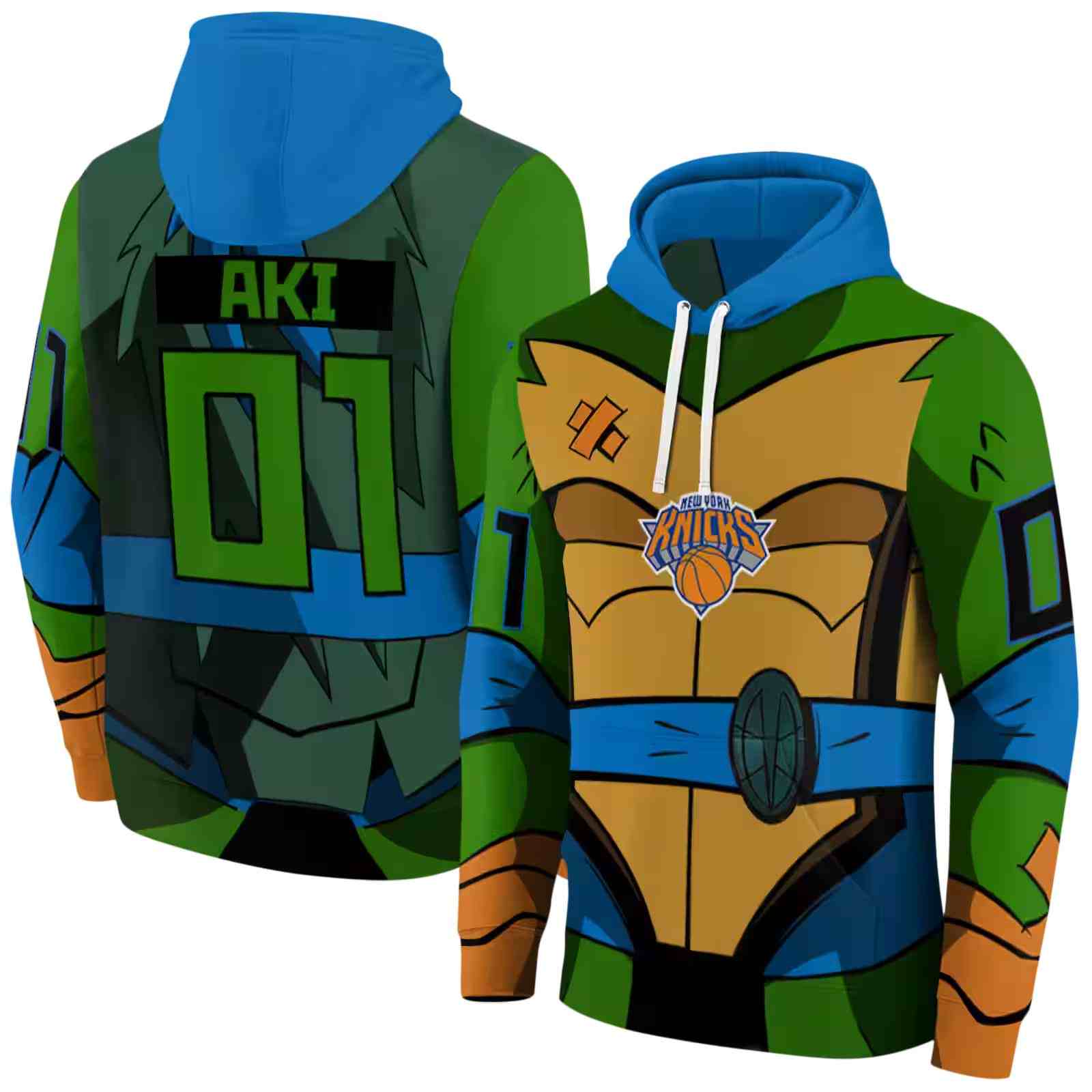 customized new york knicks superhero armor blue green hoodie fashion forward