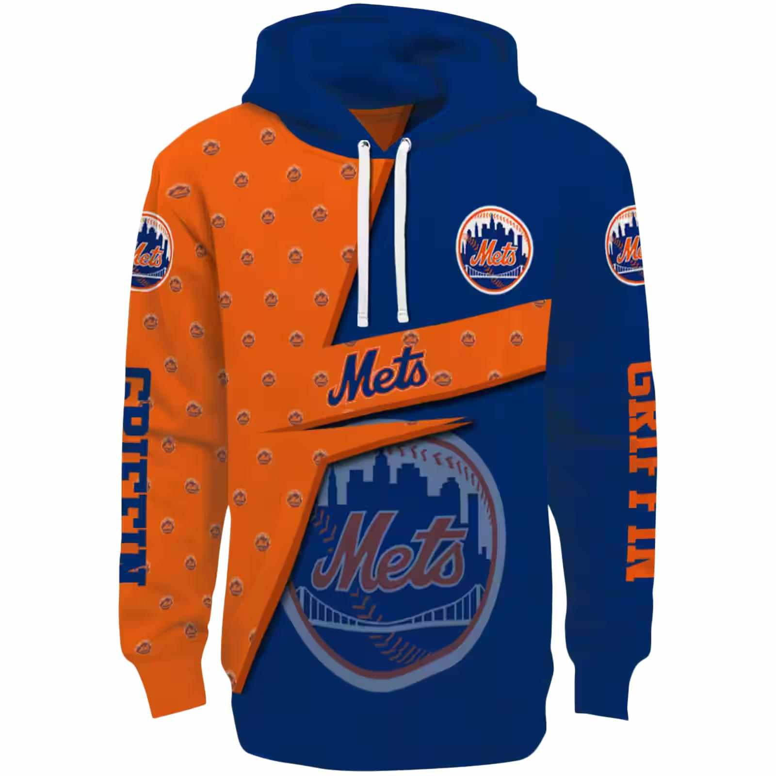 Customized New York Mets Abstract Shape Blue Hoodie