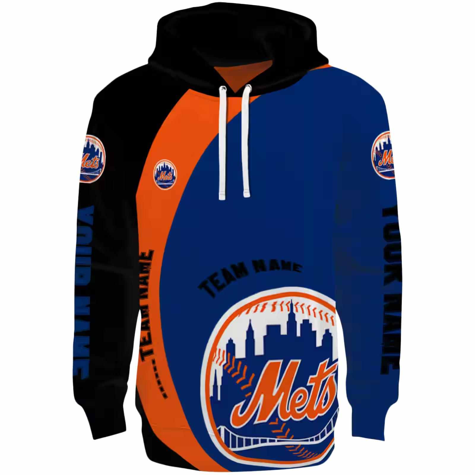 Customized New York Mets Minimalist Design Blue Black Hoodie