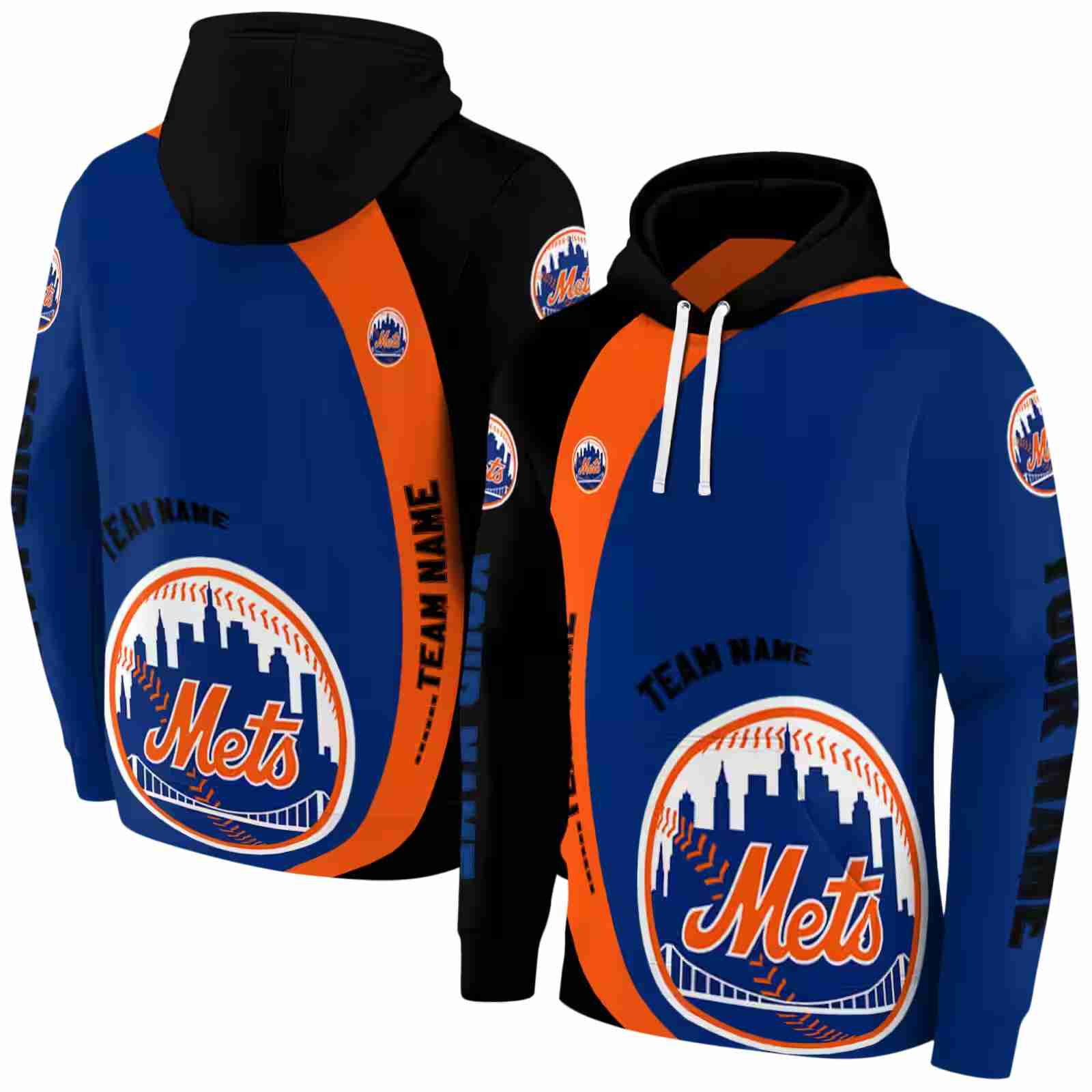 customized new york mets minimalist design blue black hoodie fashion forward