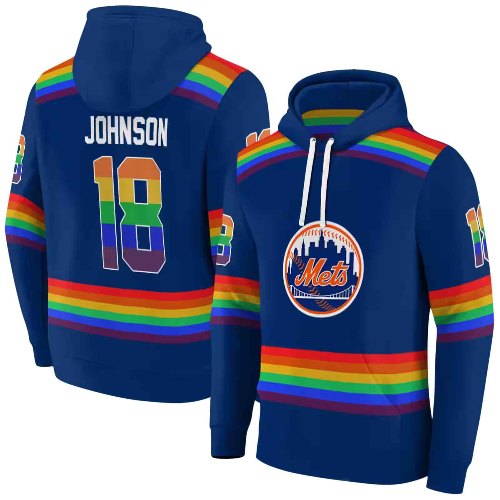 customized new york mets rainbow stripes blue hoodie fashion forward