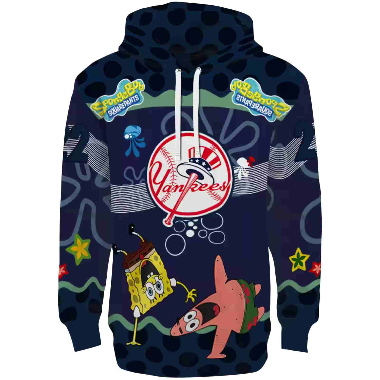 Customized New York Yankees Spongebob Patrick Star Navy Hoodie