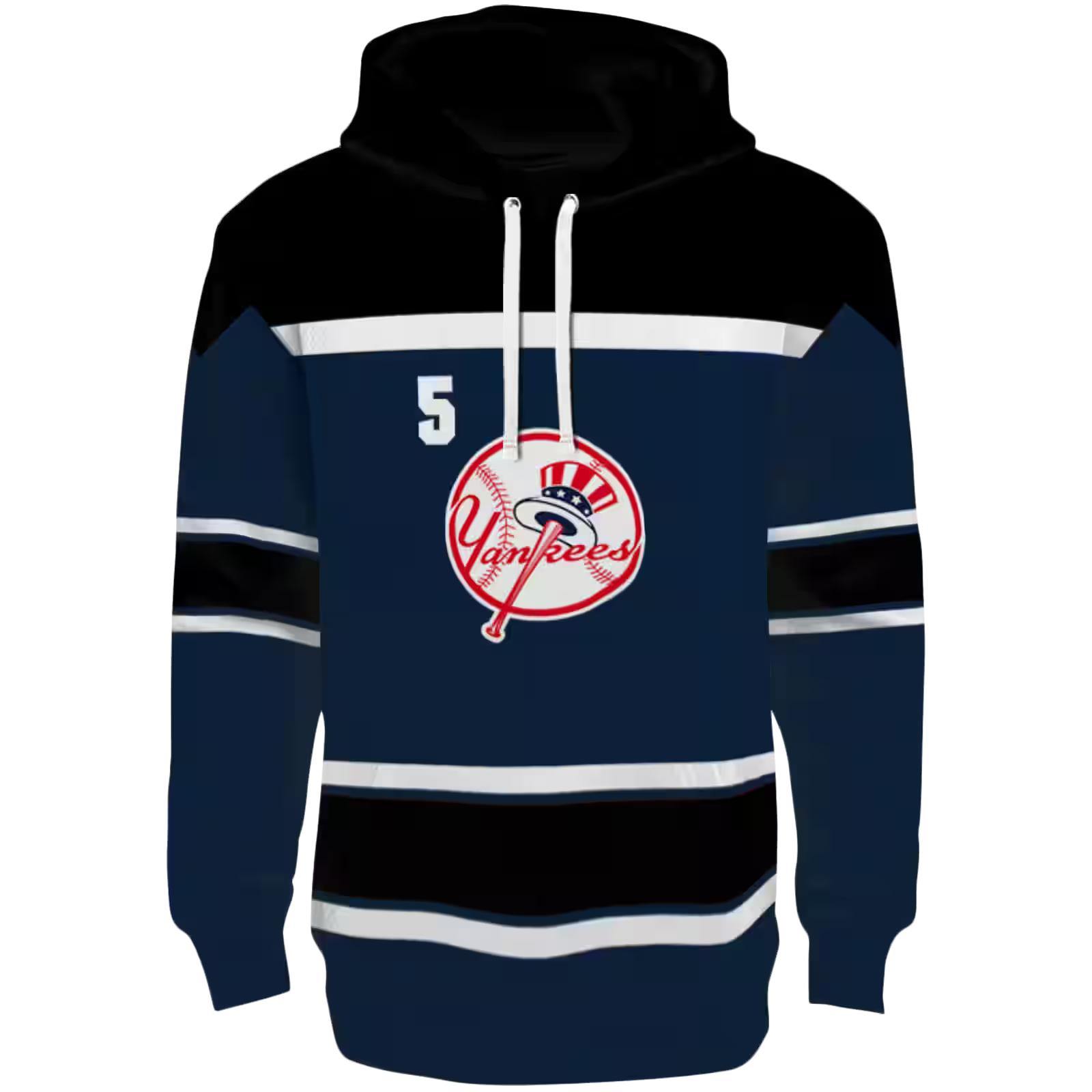 Customized New York Yankees Striped Pattern Navy Hoodie