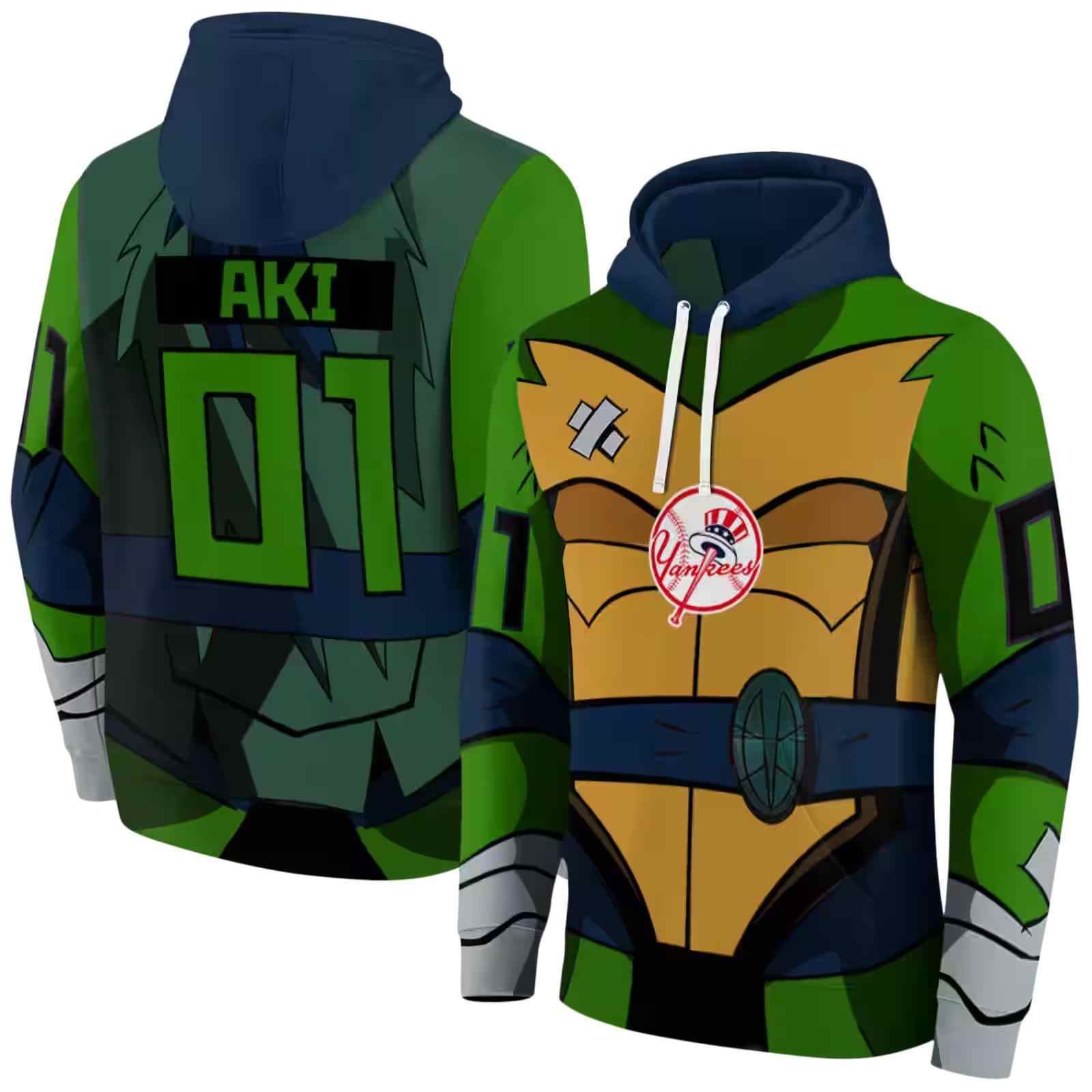 customized new york yankees superhero armor navy green hoodie fashion forward