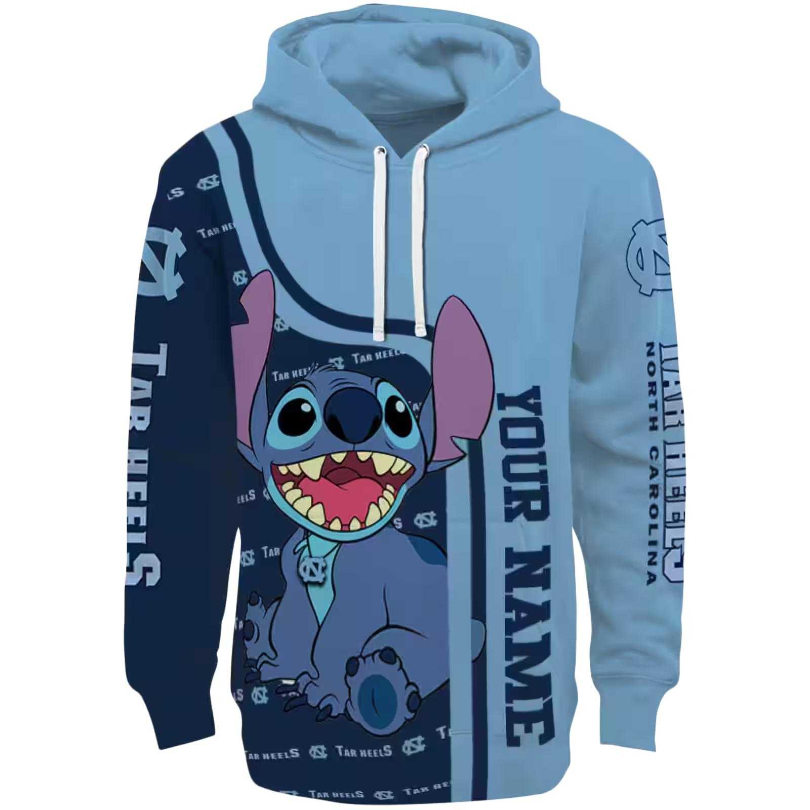 Customized North Carolina Tar Heels Stitch Light Blue Hoodie