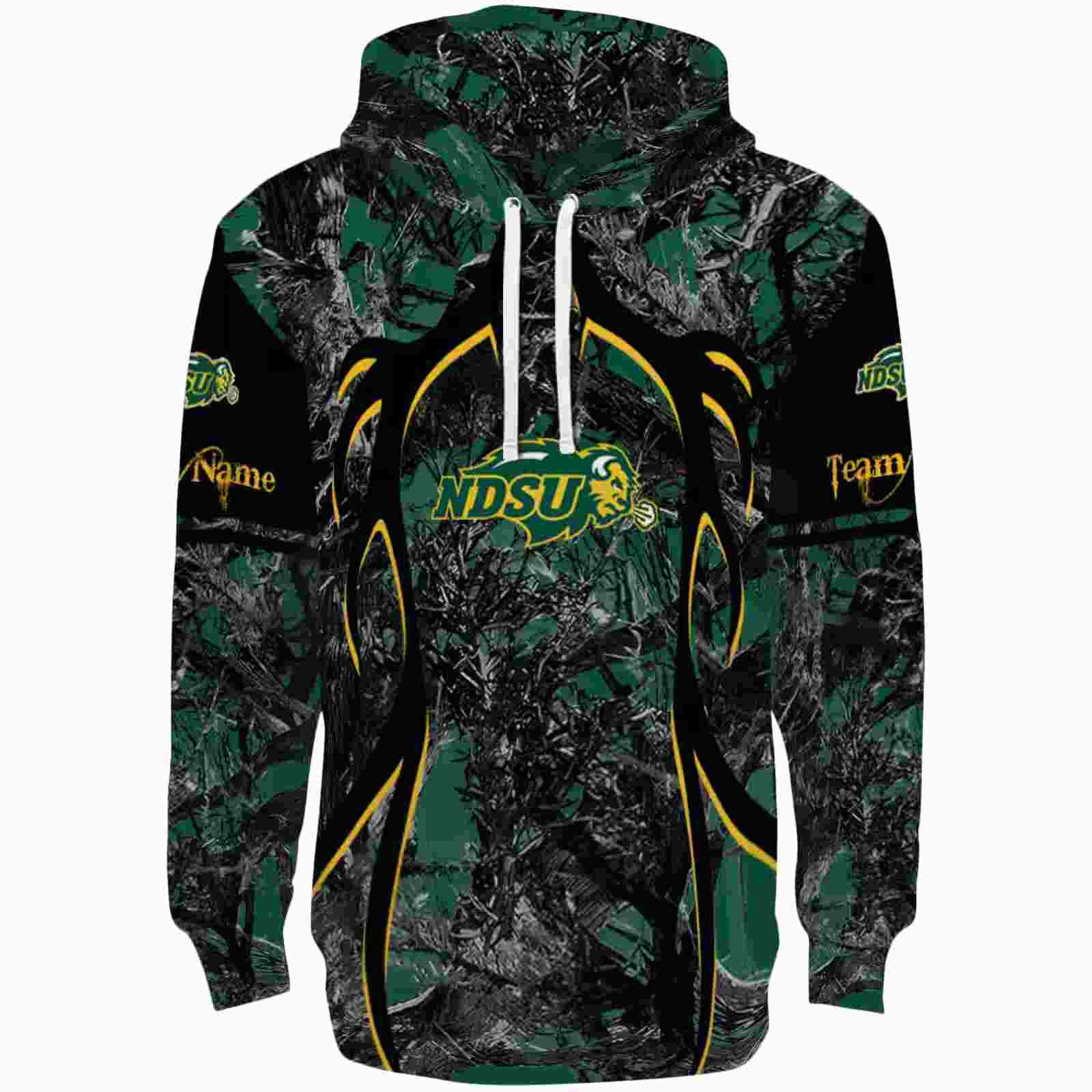 Customized North Dakota State Bison Hunting Theme Green Black Hoodie