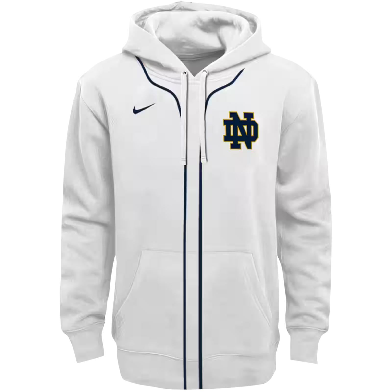 Customized Notre Dame Fighting Irish Sporty Stripe White Hoodie