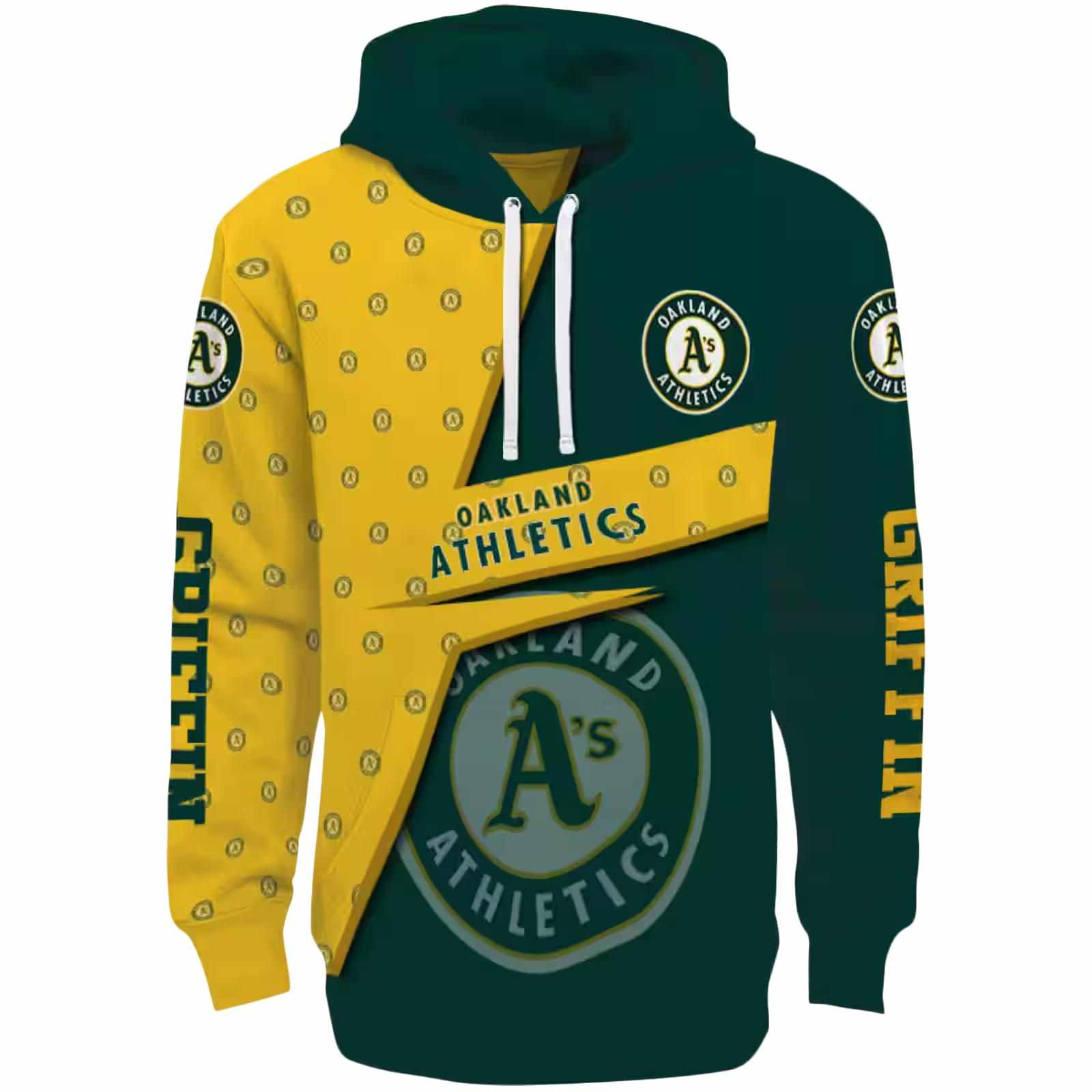 Customized Oakland Athletics Abstract Shape Green Hoodie