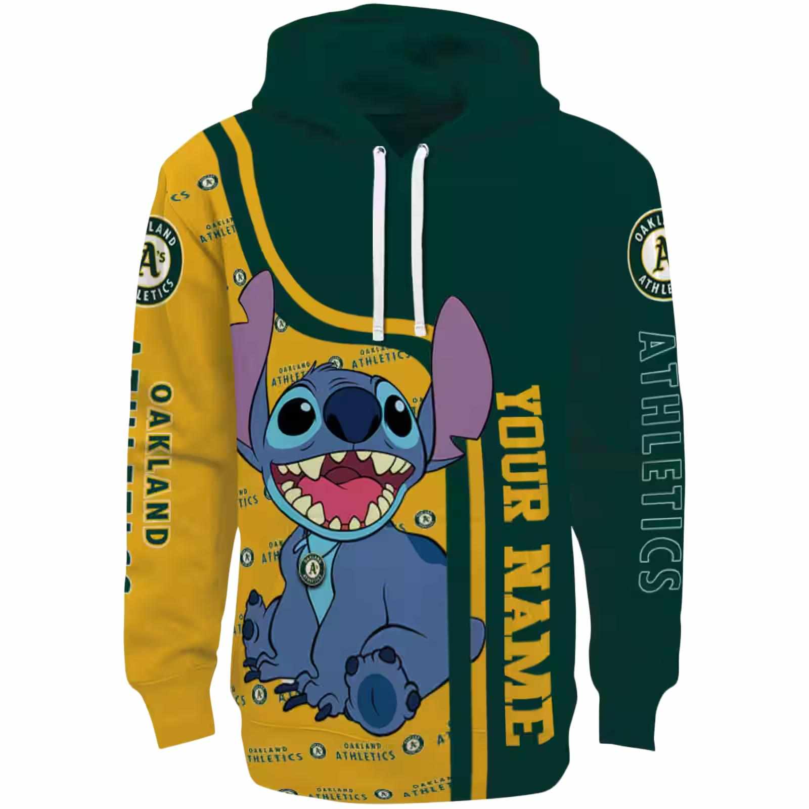 Customized Oakland Athletics Stitch Green Hoodie