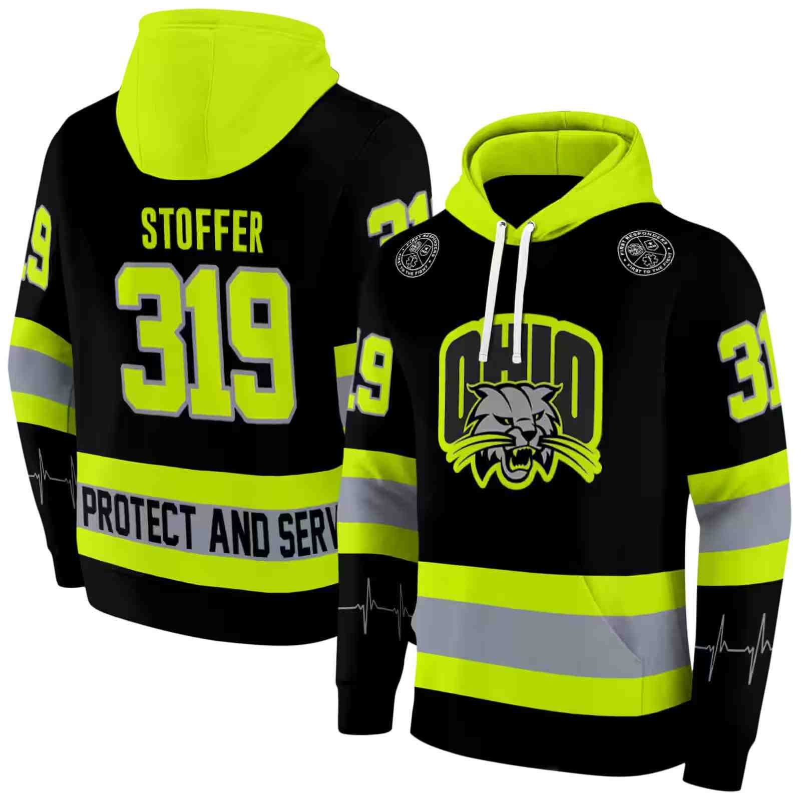 customized ohio bobcats safety motif black neon green hoodie fashion forward