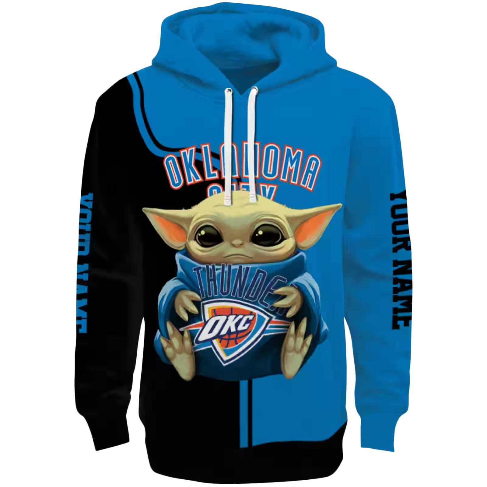 Customized Oklahoma City Thunder Baby Yoda Blue Black Hoodie