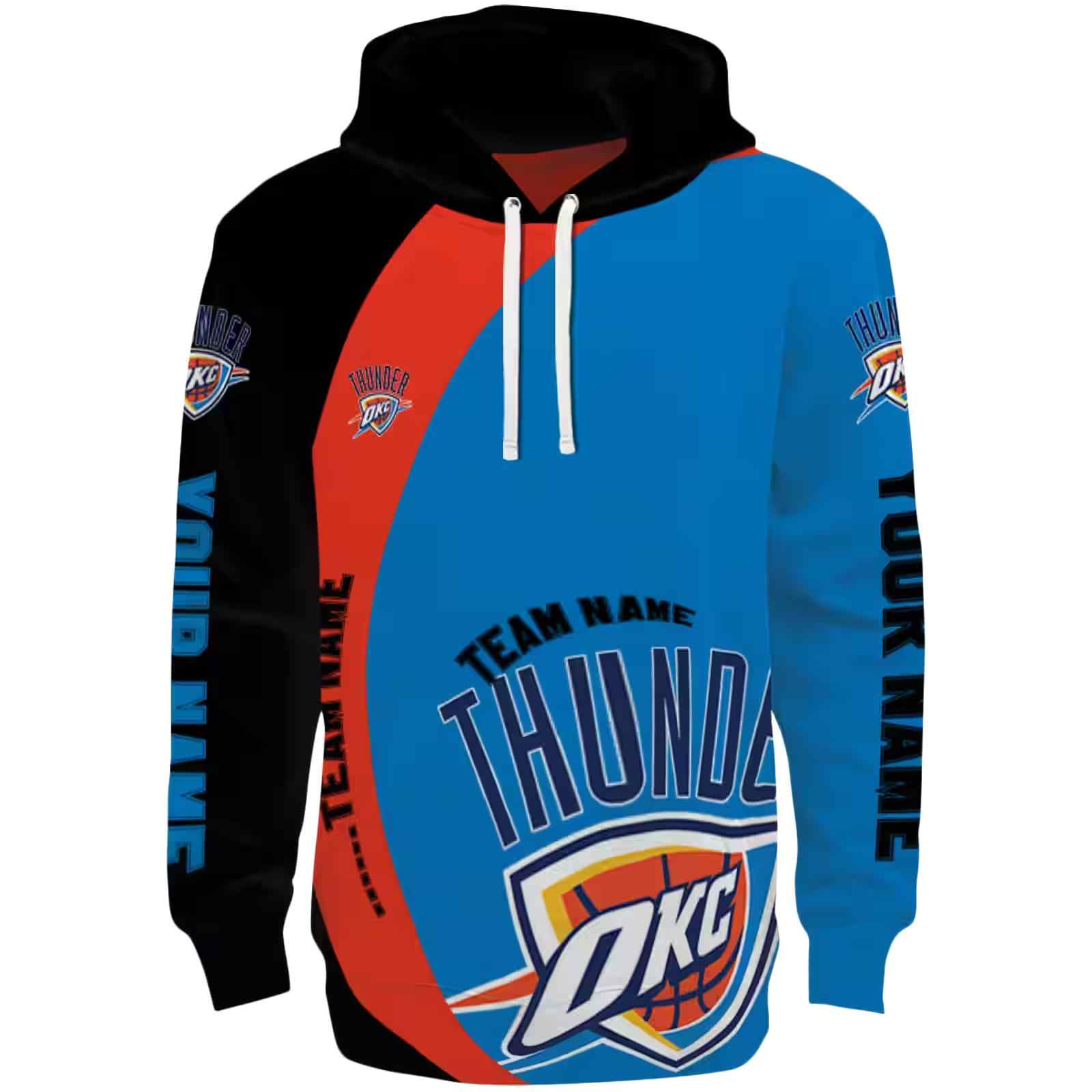 Customized Oklahoma City Thunder Minimalist Design Blue Black Hoodie