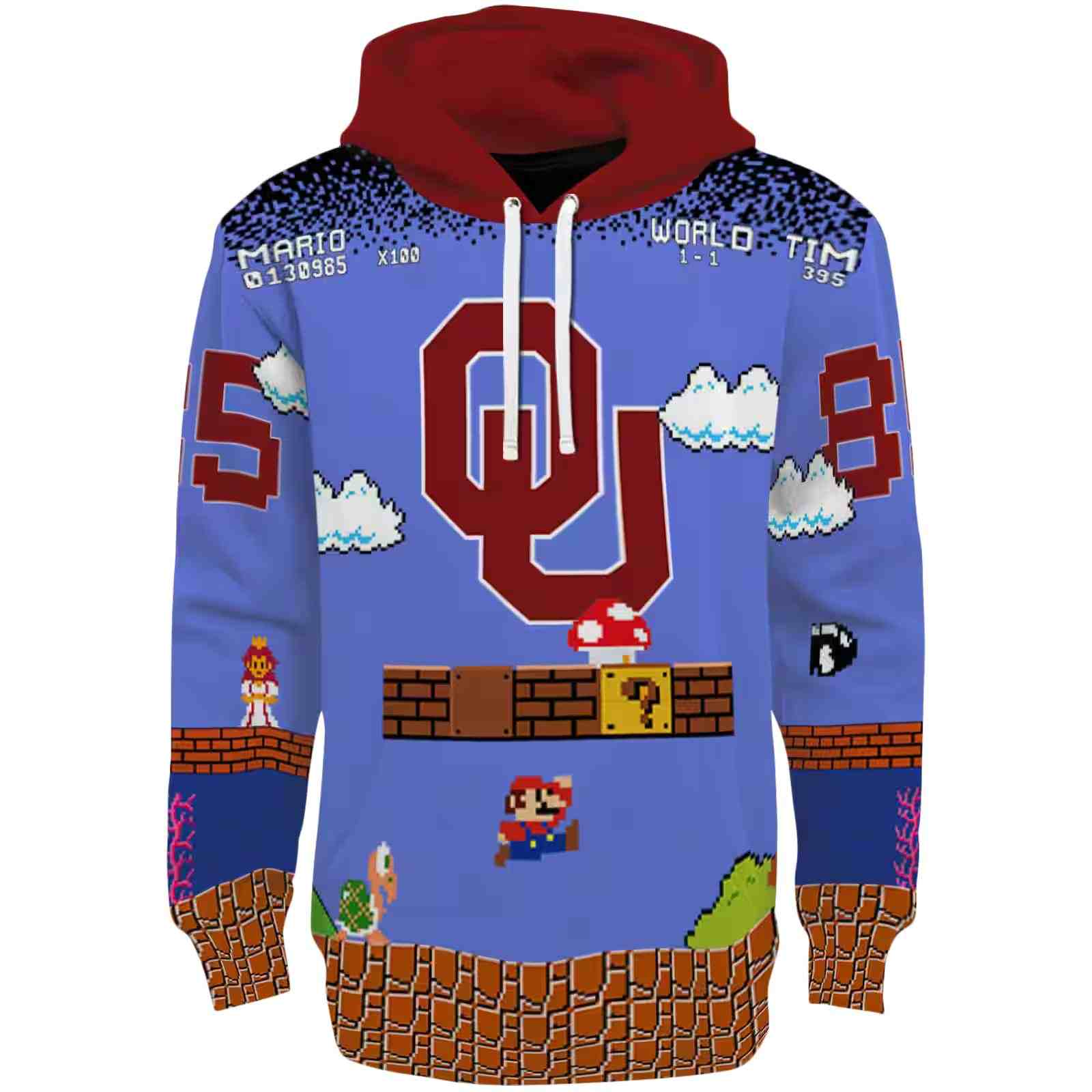 Customized Oklahoma Sooners Mario Blue Black Hoodie