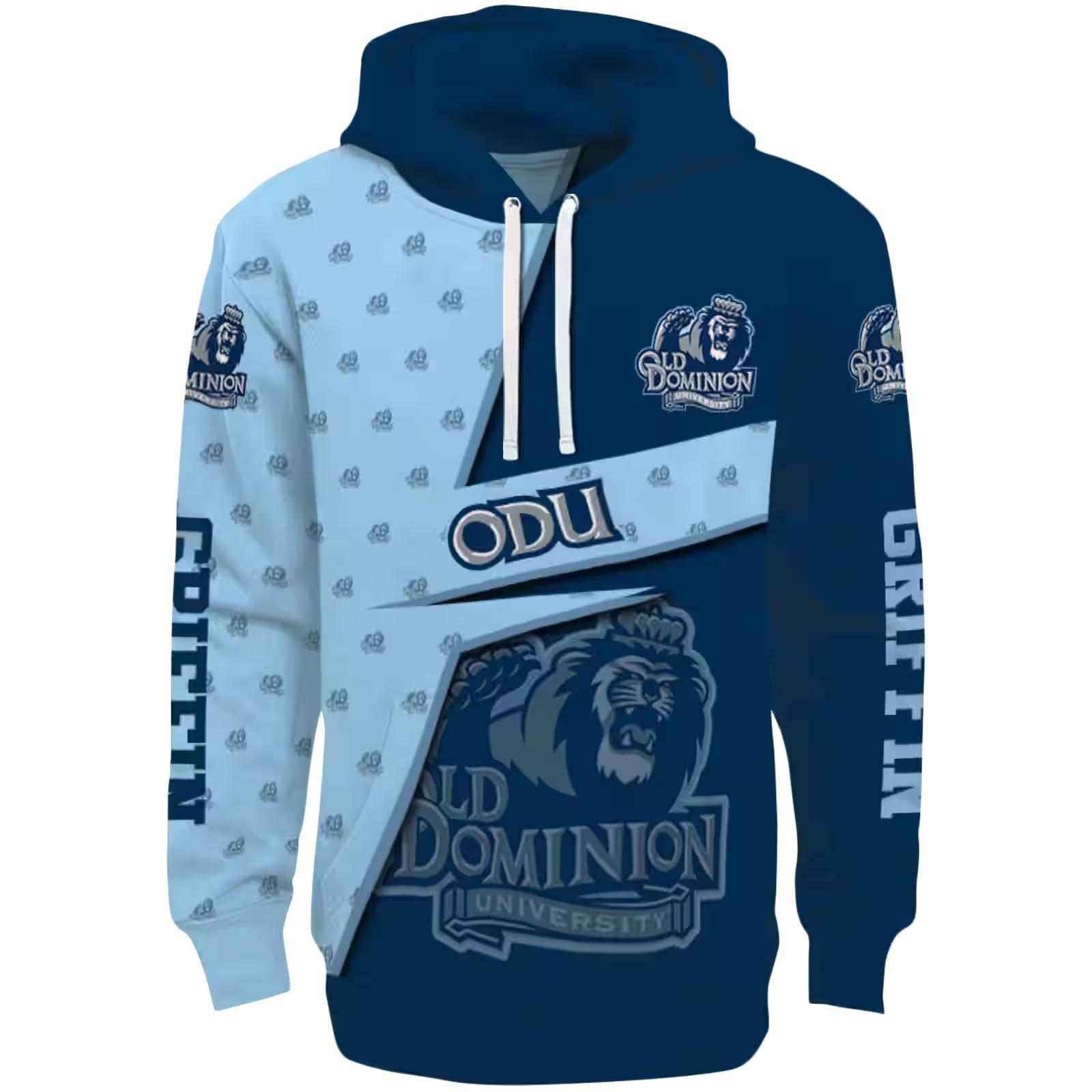 Customized Old Dominion Monarchs Abstract Shape Blue Hoodie