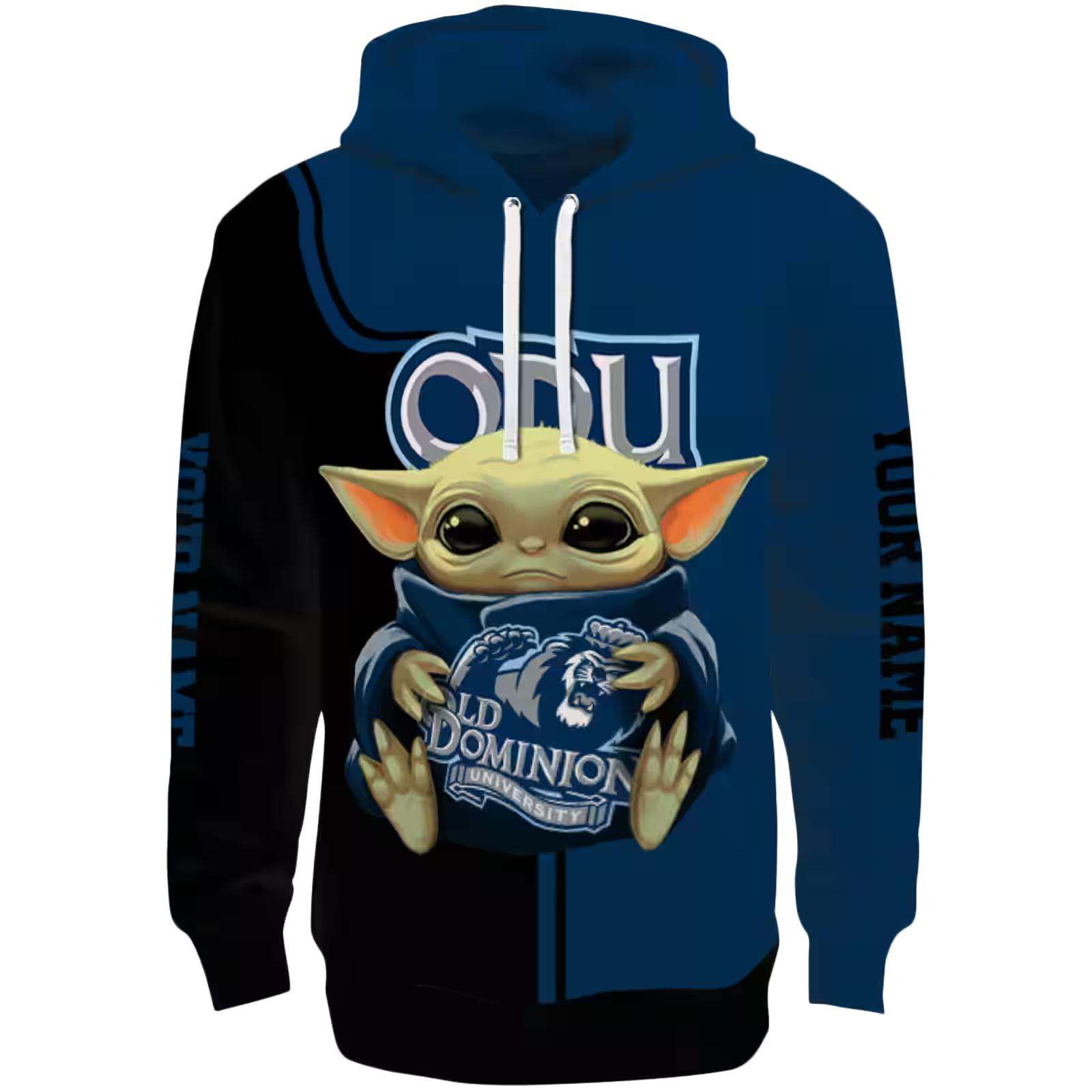 Customized Old Dominion Monarchs Baby Yoda Blue Black Hoodie