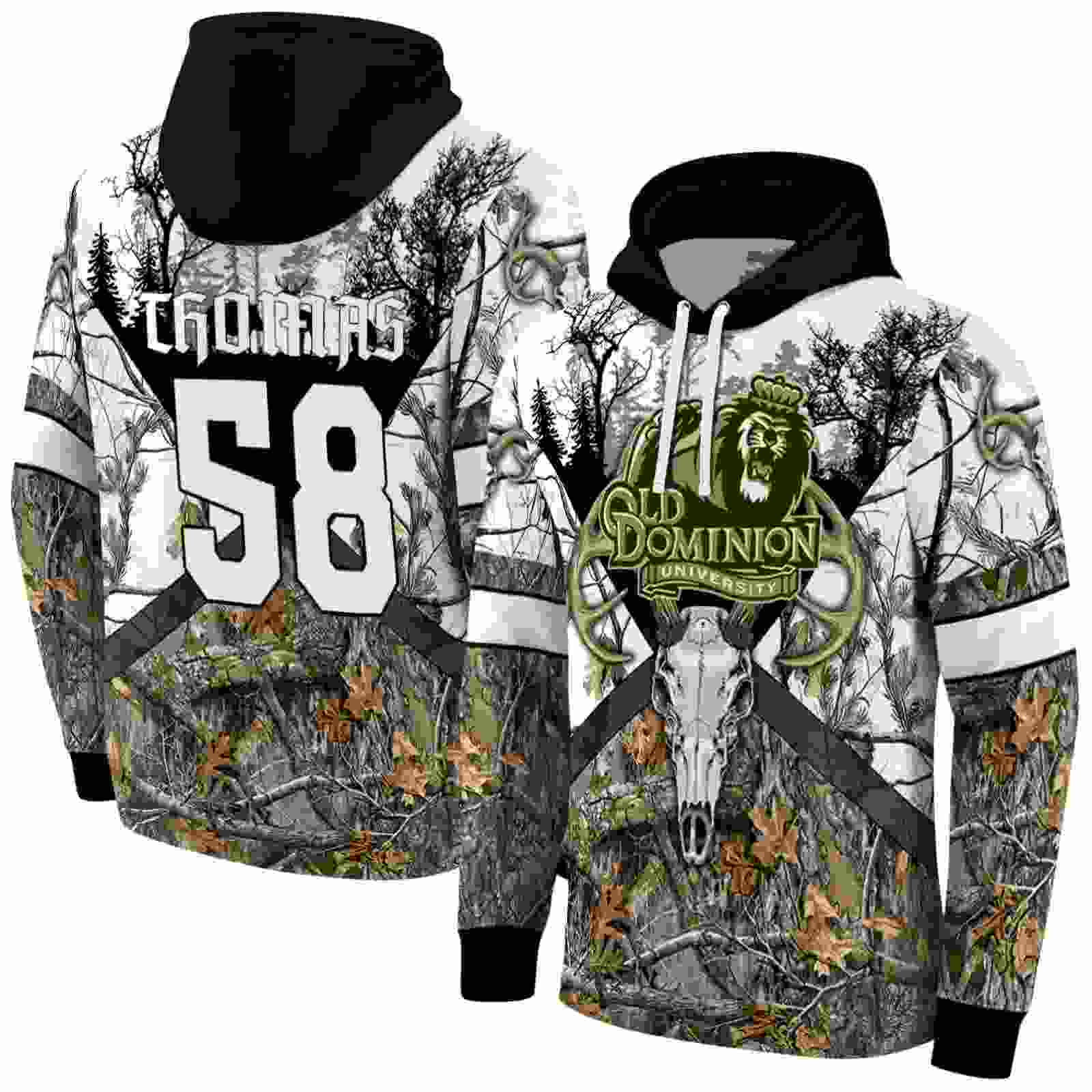 customized old dominion monarchs forest silhouette hoodie fashion forward