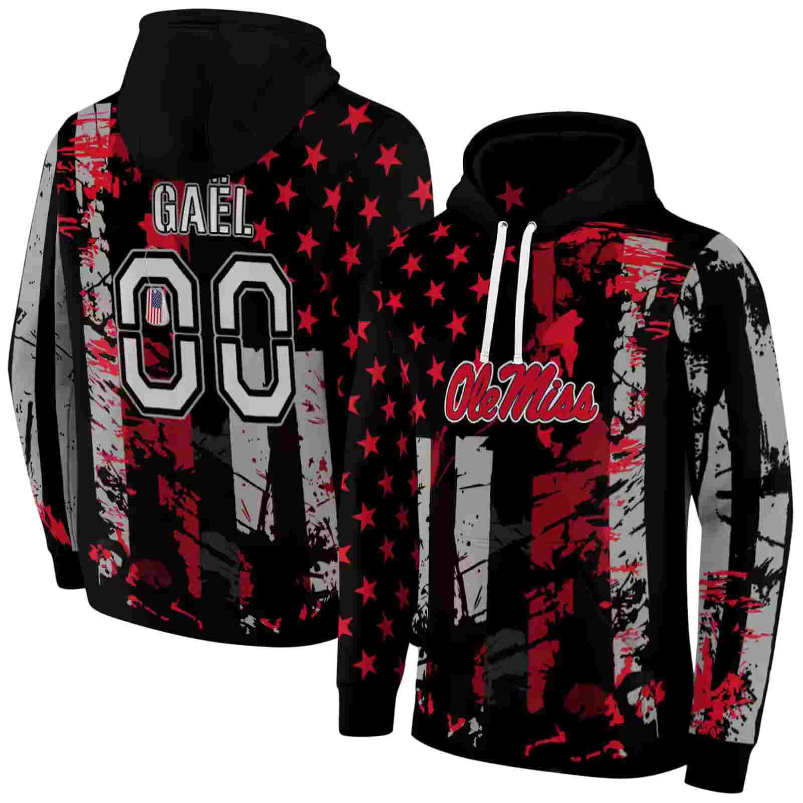 customized ole miss rebels distressed flag red black hoodie fashion forward
