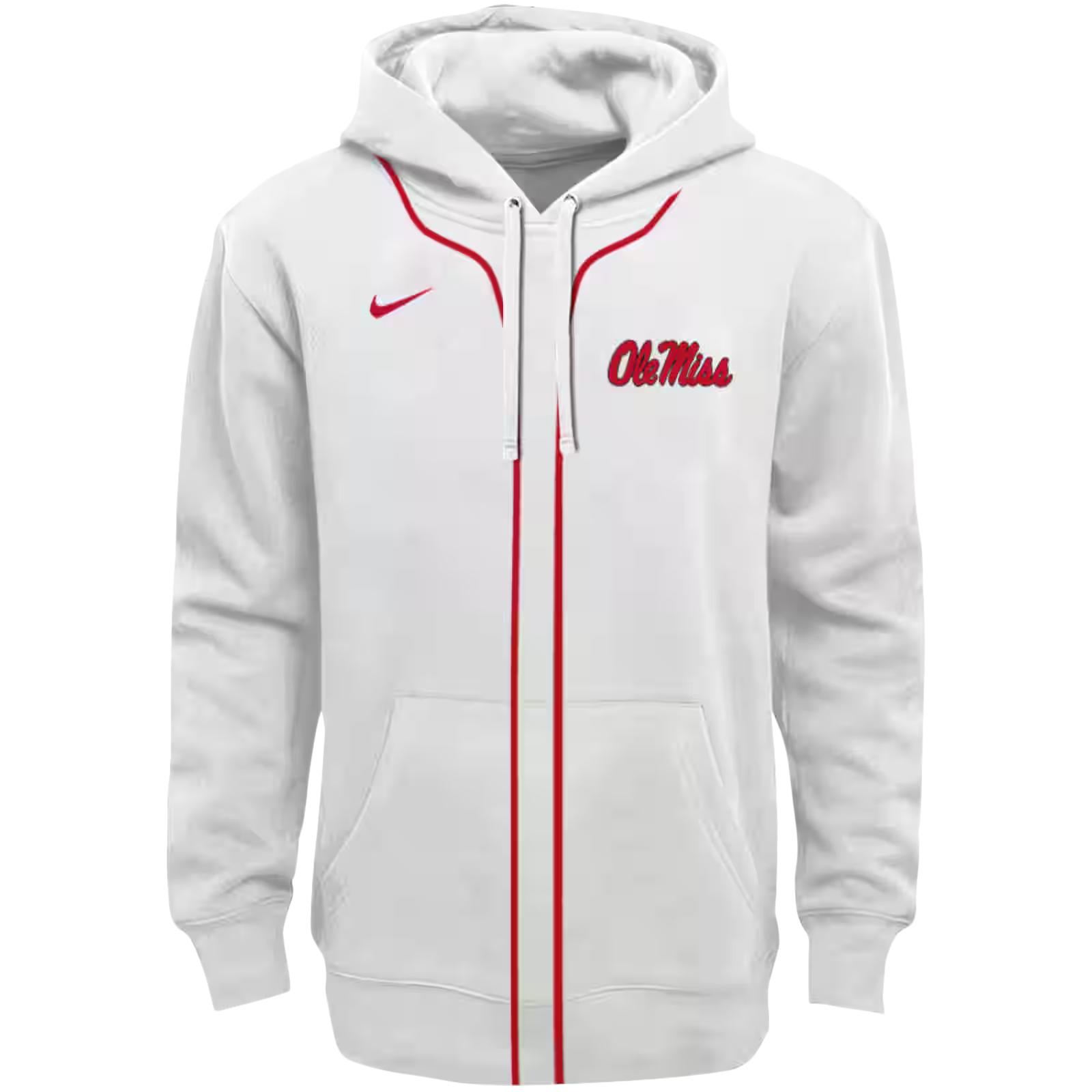 Customized Ole Miss Rebels Sporty Stripe White Hoodie