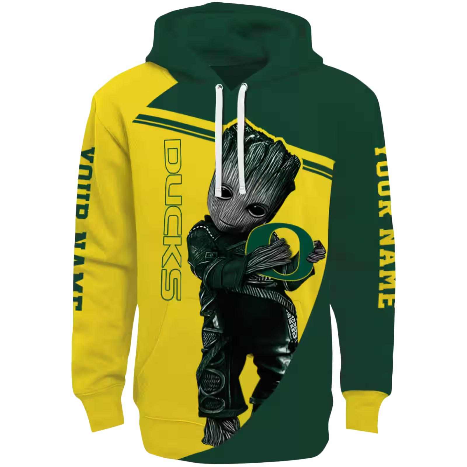 Customized Oregon Ducks Groot Green Hoodie