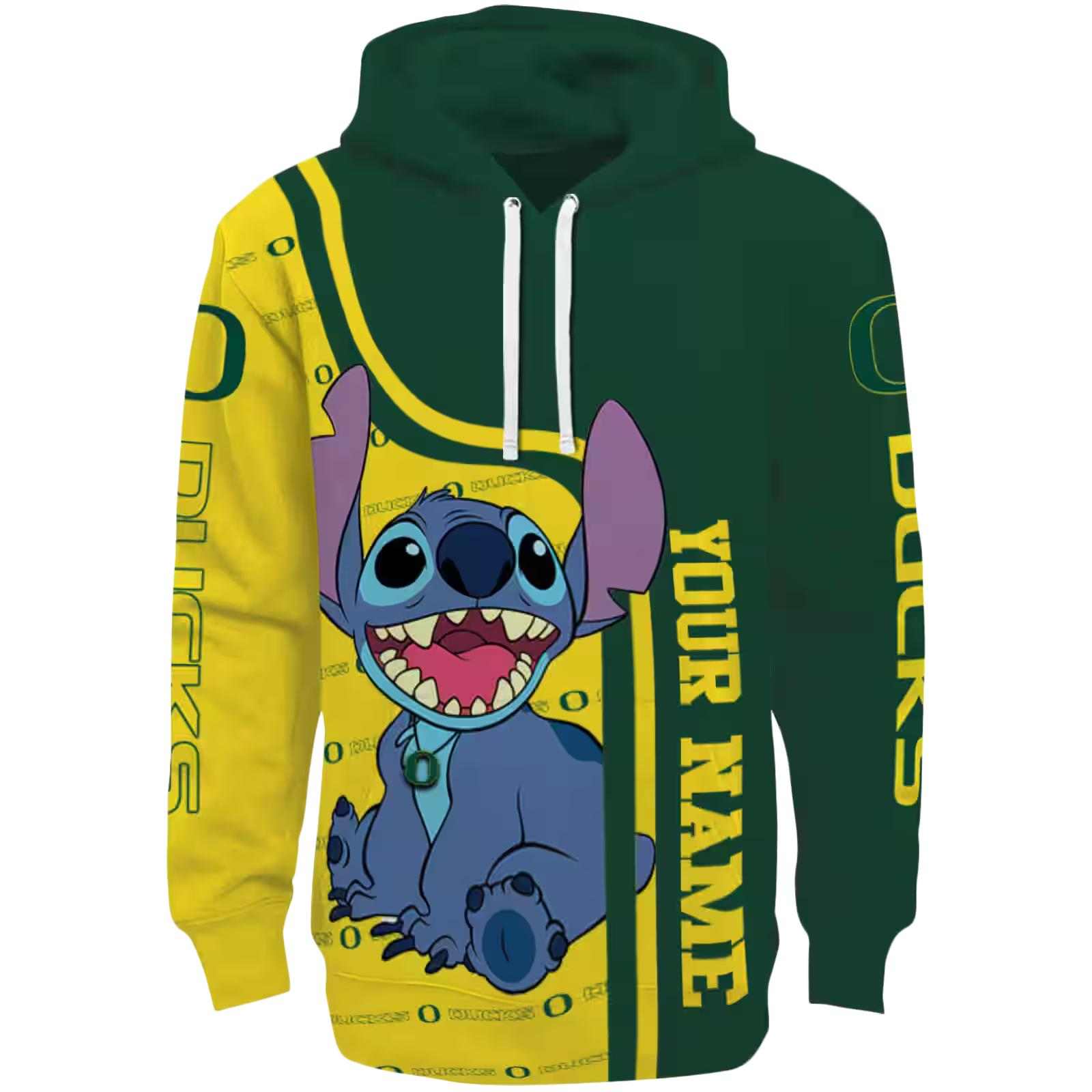 Customized Oregon Ducks Stitch Green Hoodie