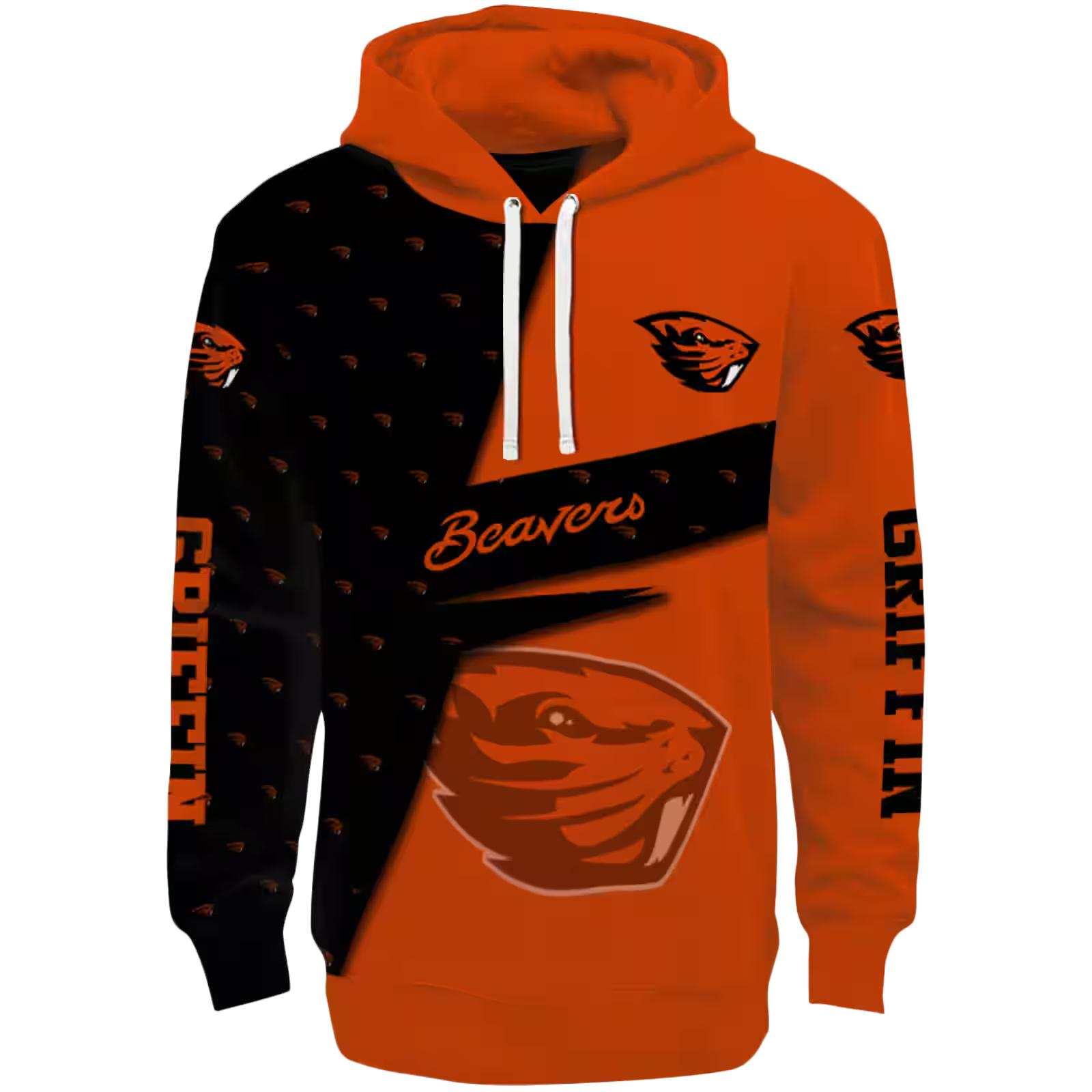 Customized Oregon State Beavers Abstract Shape Orange Hoodie