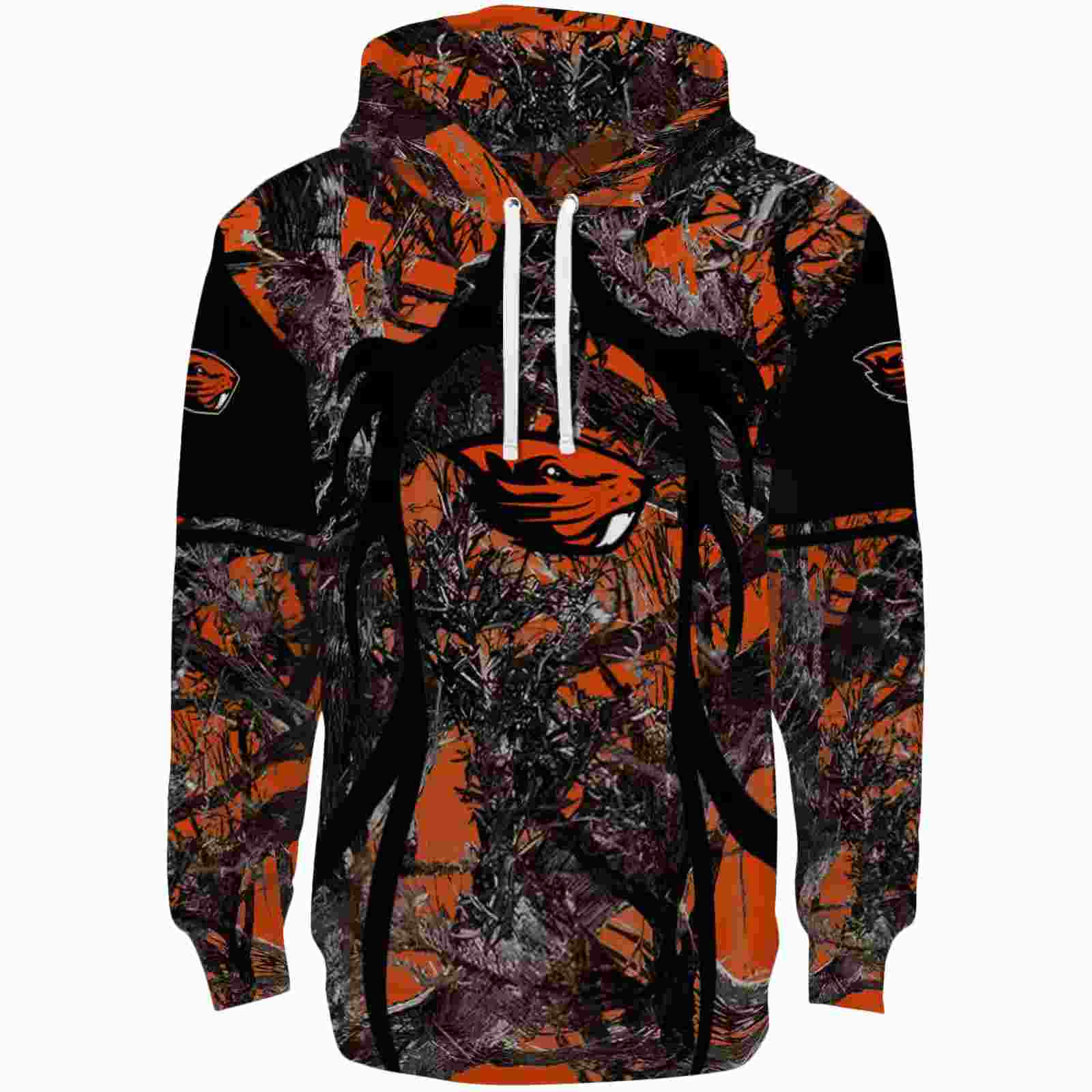 Customized Oregon State Beavers Hunting Theme Orange Black Hoodie