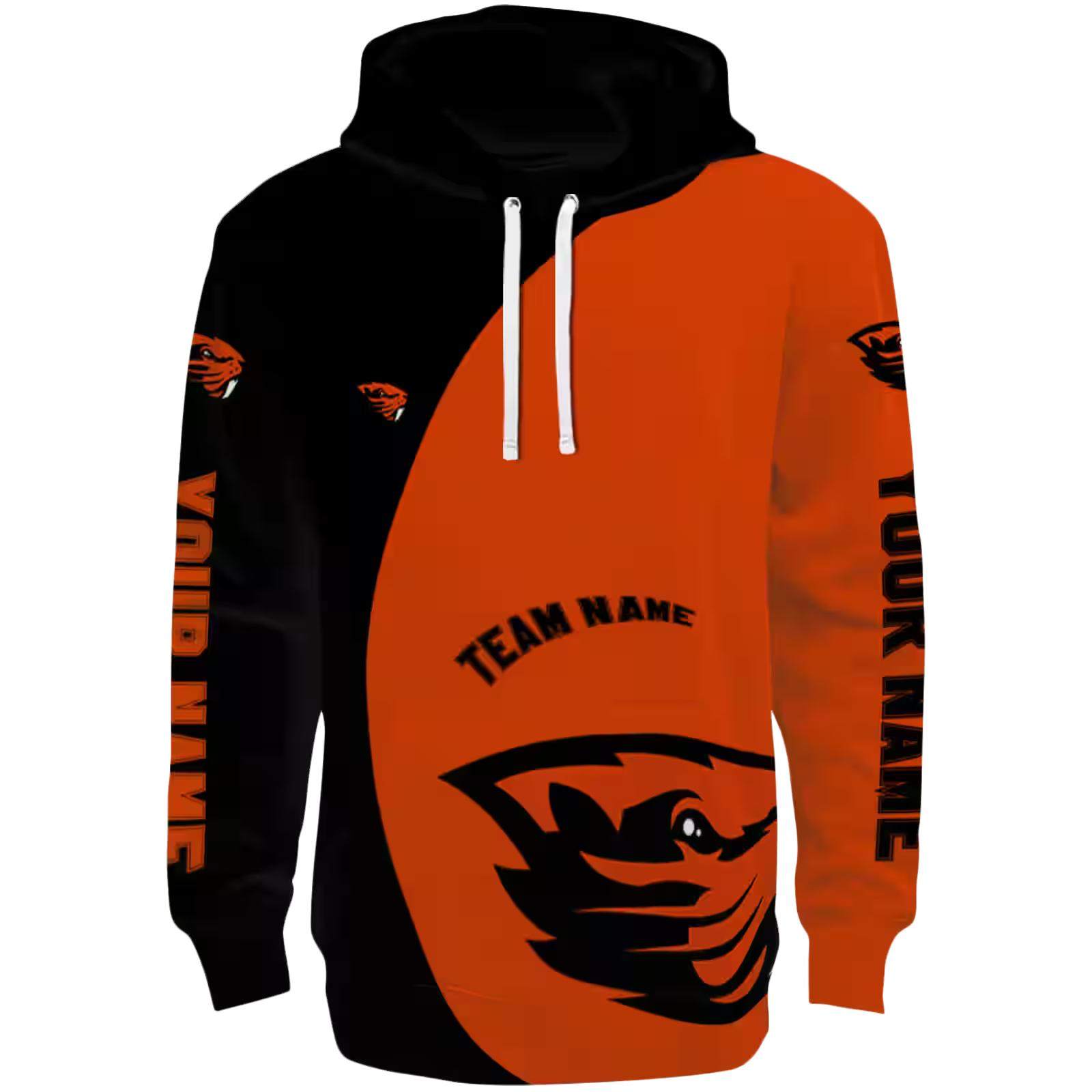 Customized Oregon State Beavers Minimalist Design Orange Black Hoodie