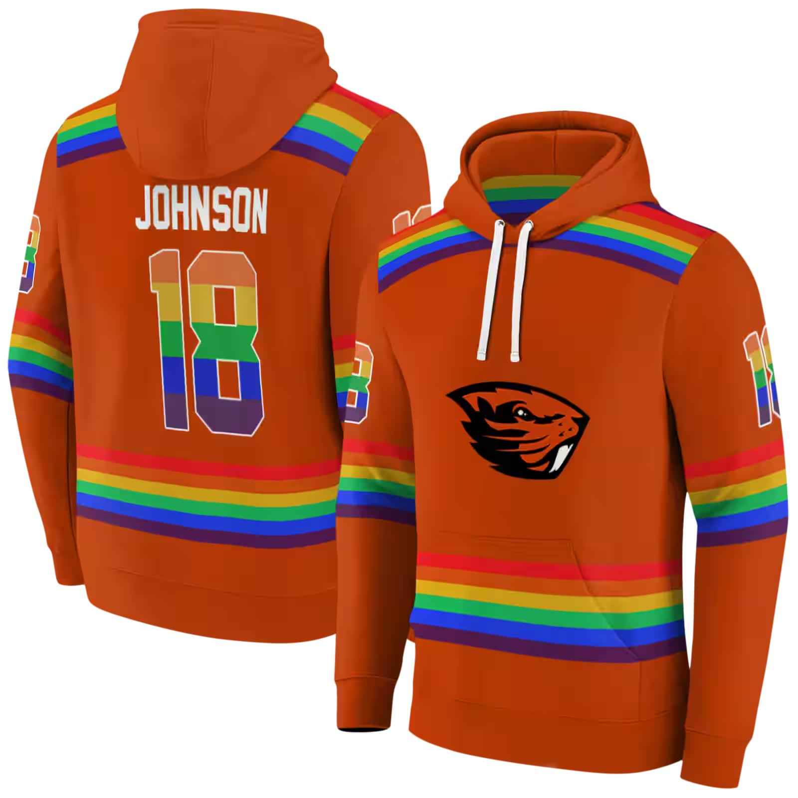 customized oregon state beavers rainbow stripes orange hoodie fashion forward