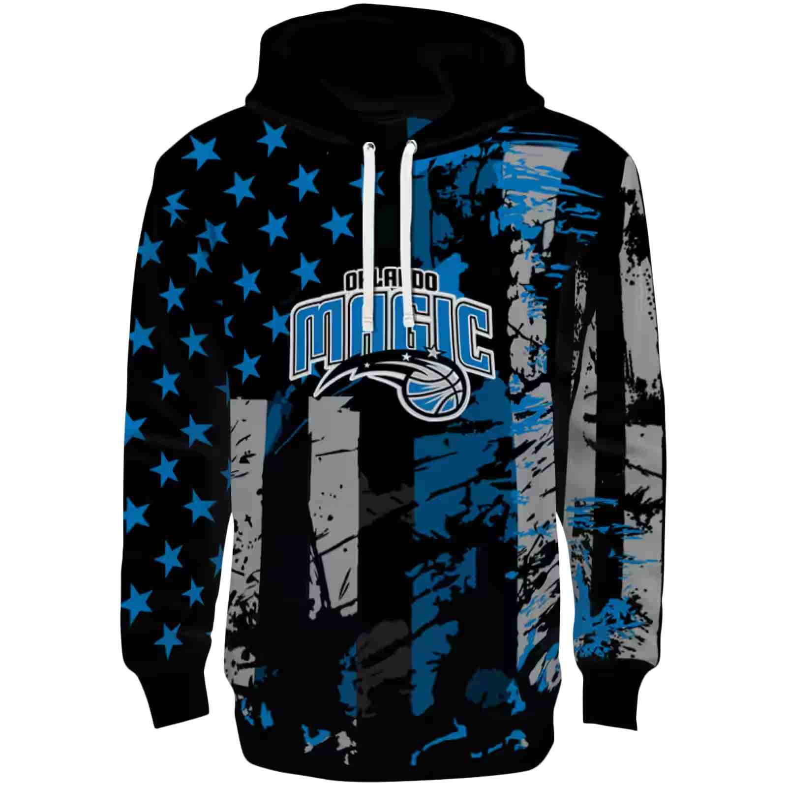 Customized Orlando Magic Distressed Flag Blue Black Hoodie