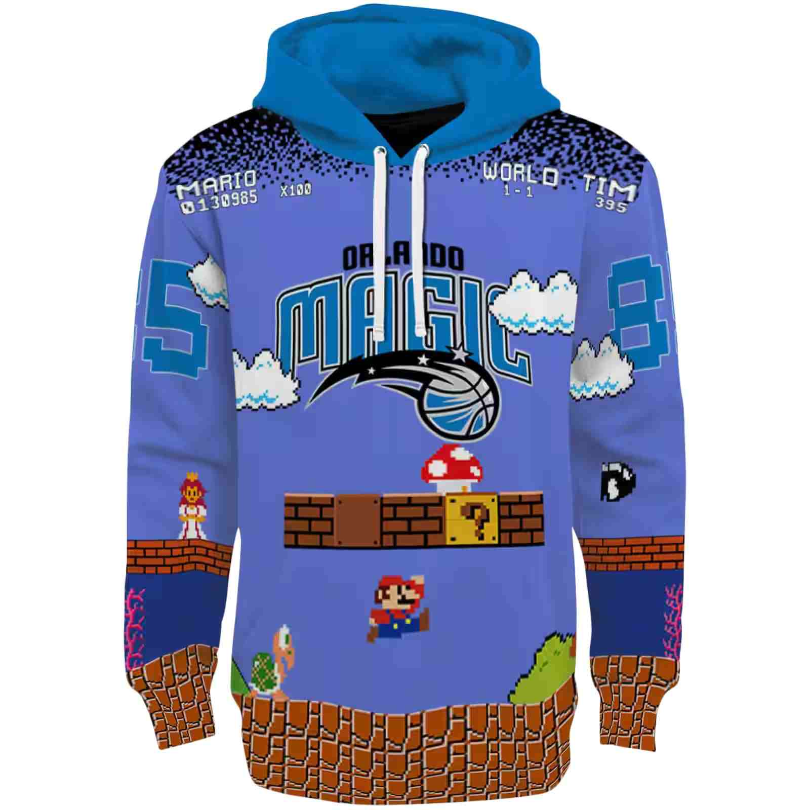 Customized Orlando Magic Mario Blue Black Hoodie