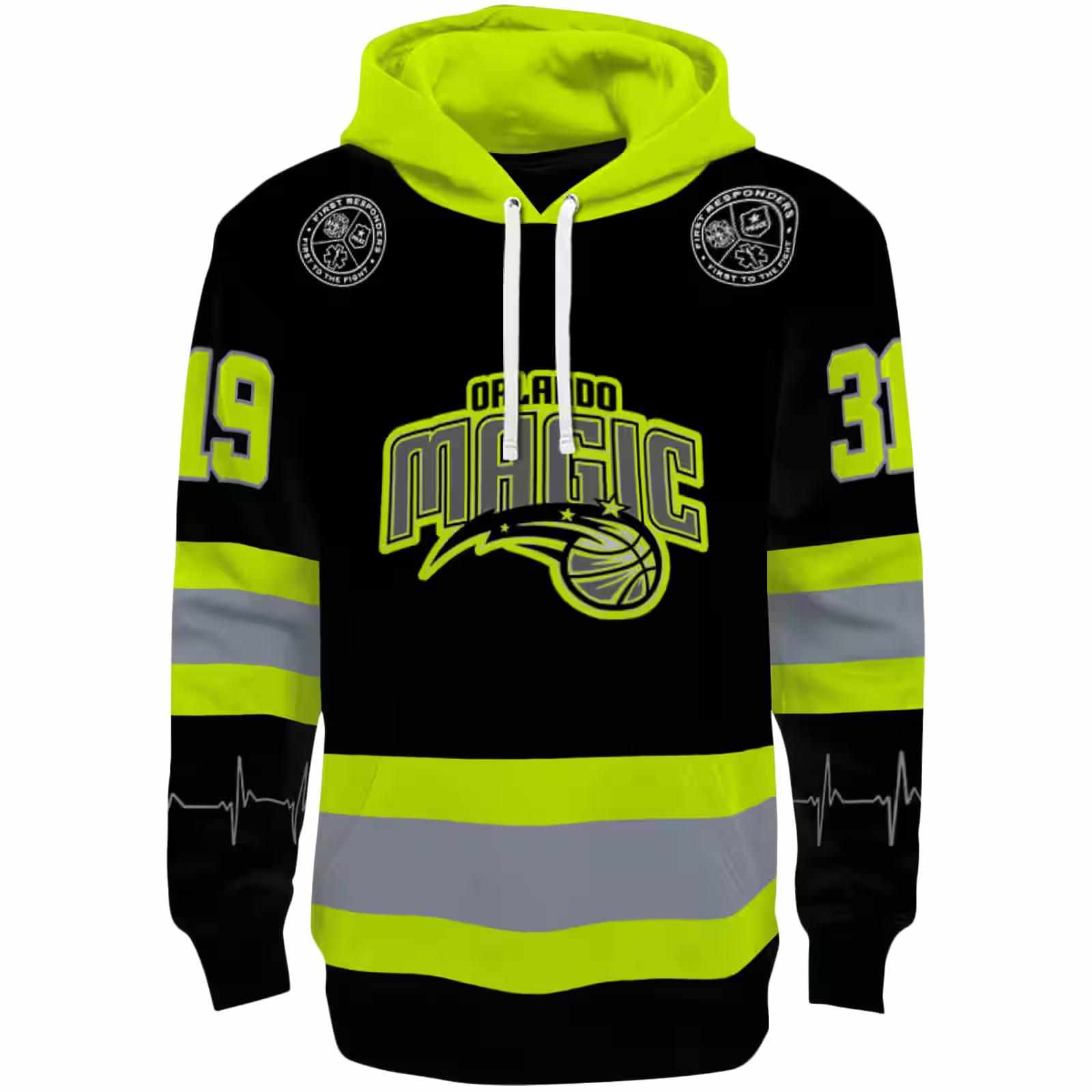 Customized Orlando Magic Safety Motif Black Neon Green Hoodie