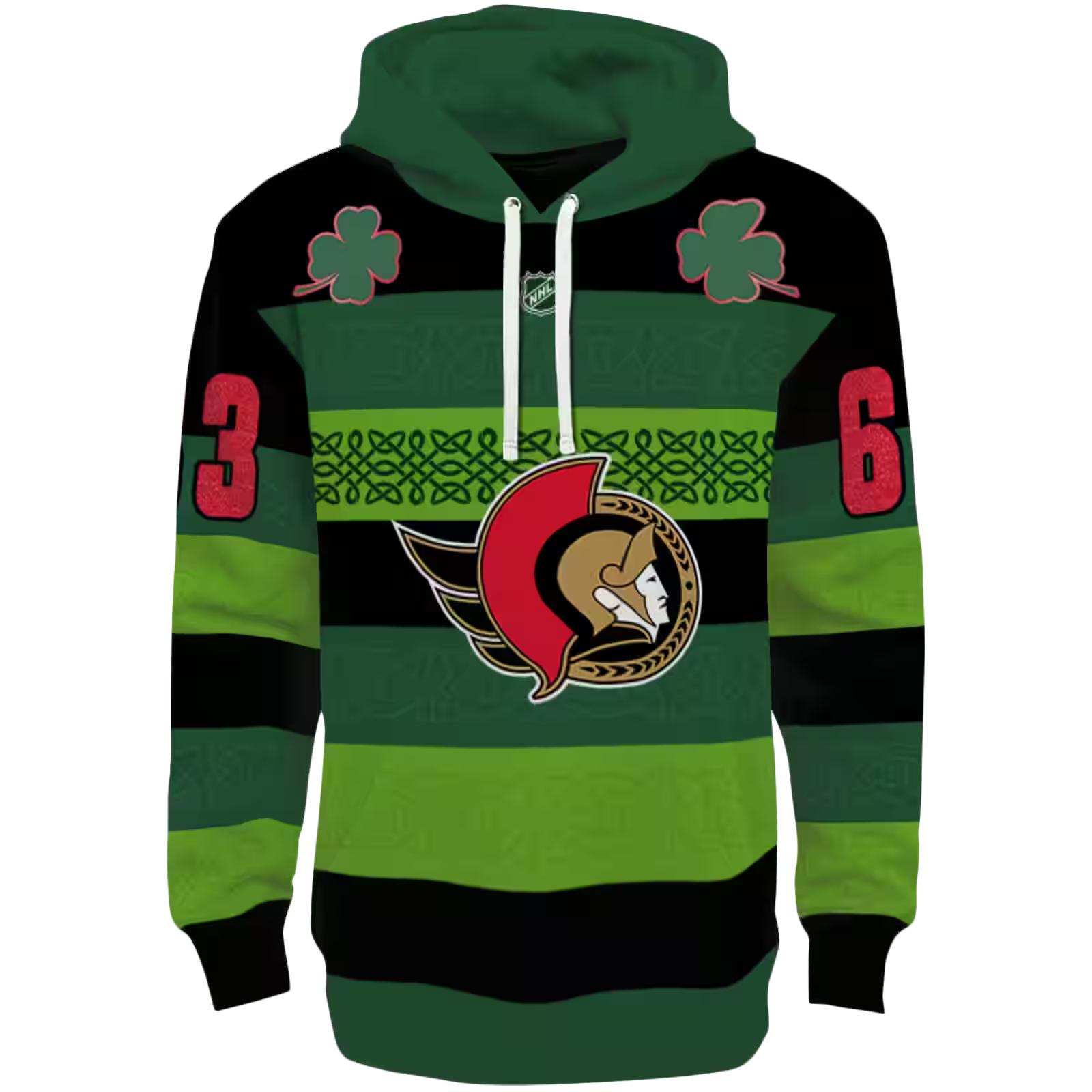 Customized Ottawa Senators Celtic Patterns Green Hoodie