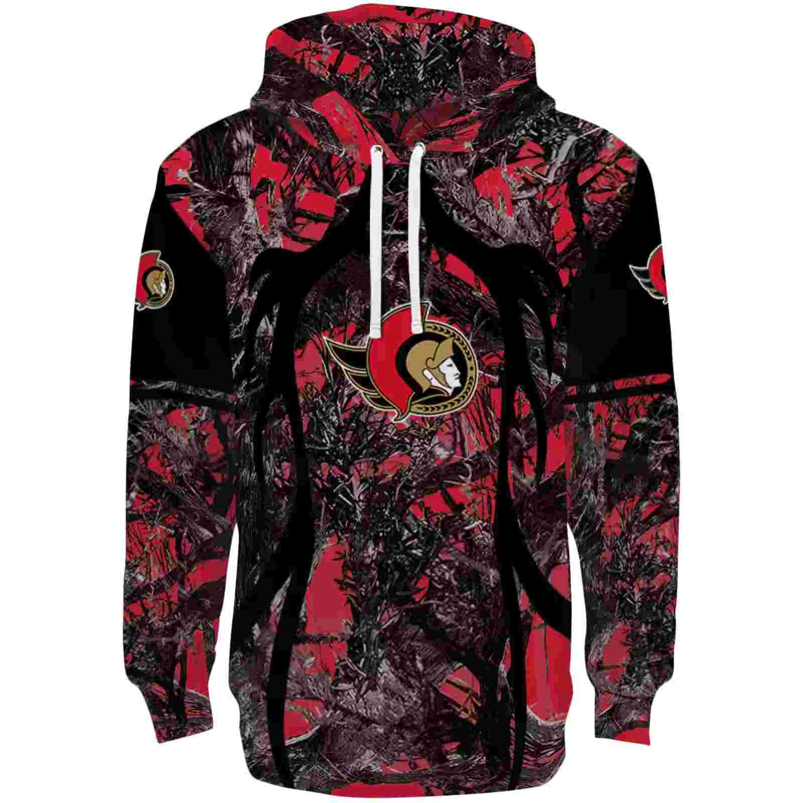 Customized Ottawa Senators Hunting Theme Red Black Hoodie