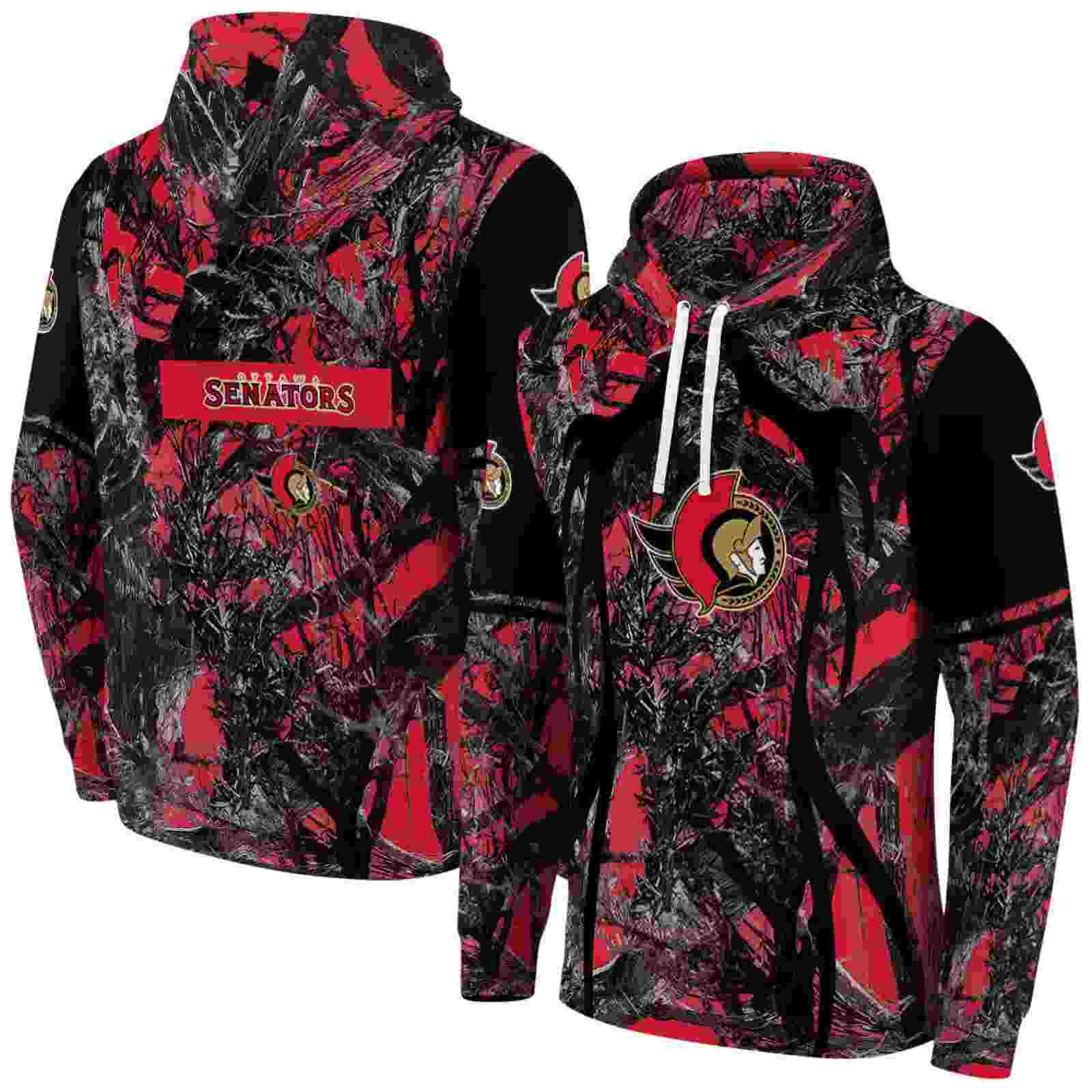 customized ottawa senators hunting theme red black hoodie fashion forward