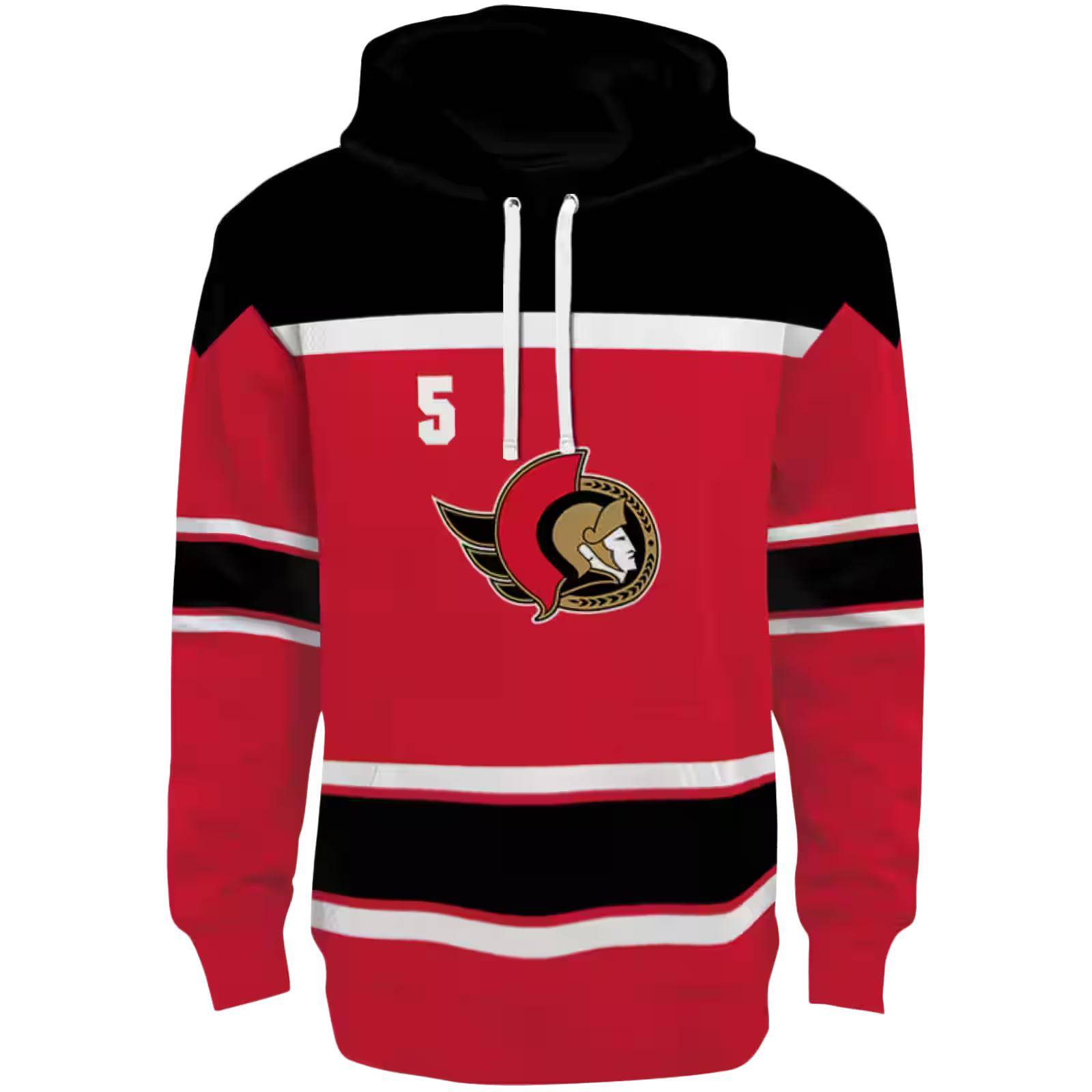 Customized Ottawa Senators Striped Pattern Red Hoodie