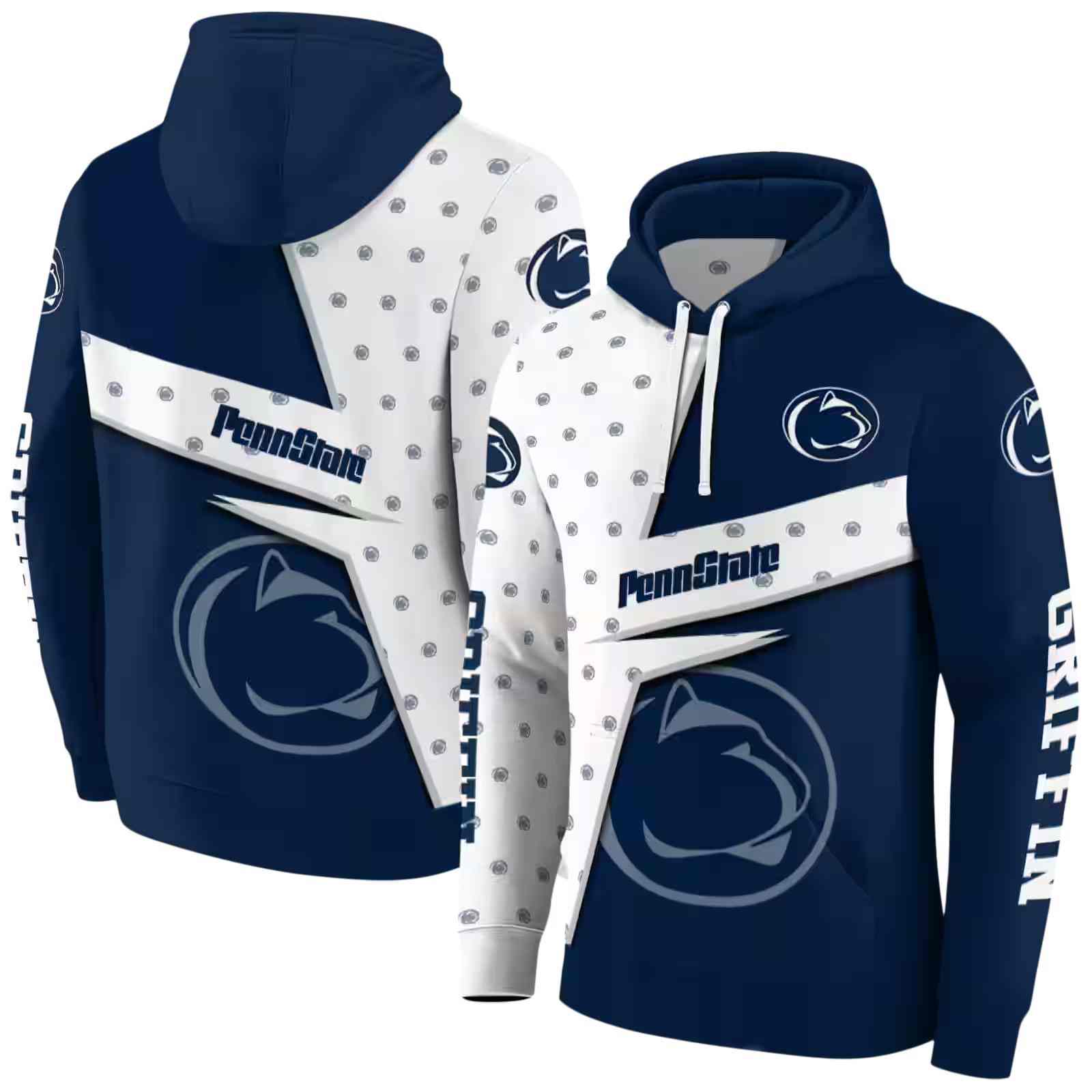 customized penn state nittany lions abstract shape blue hoodie fashion forward