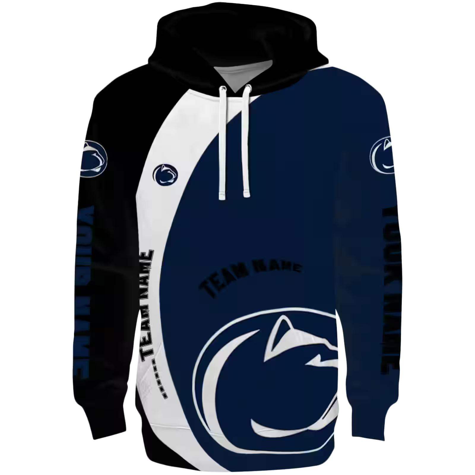 Customized Penn State Nittany Lions Minimalist Design Blue Black Hoodie