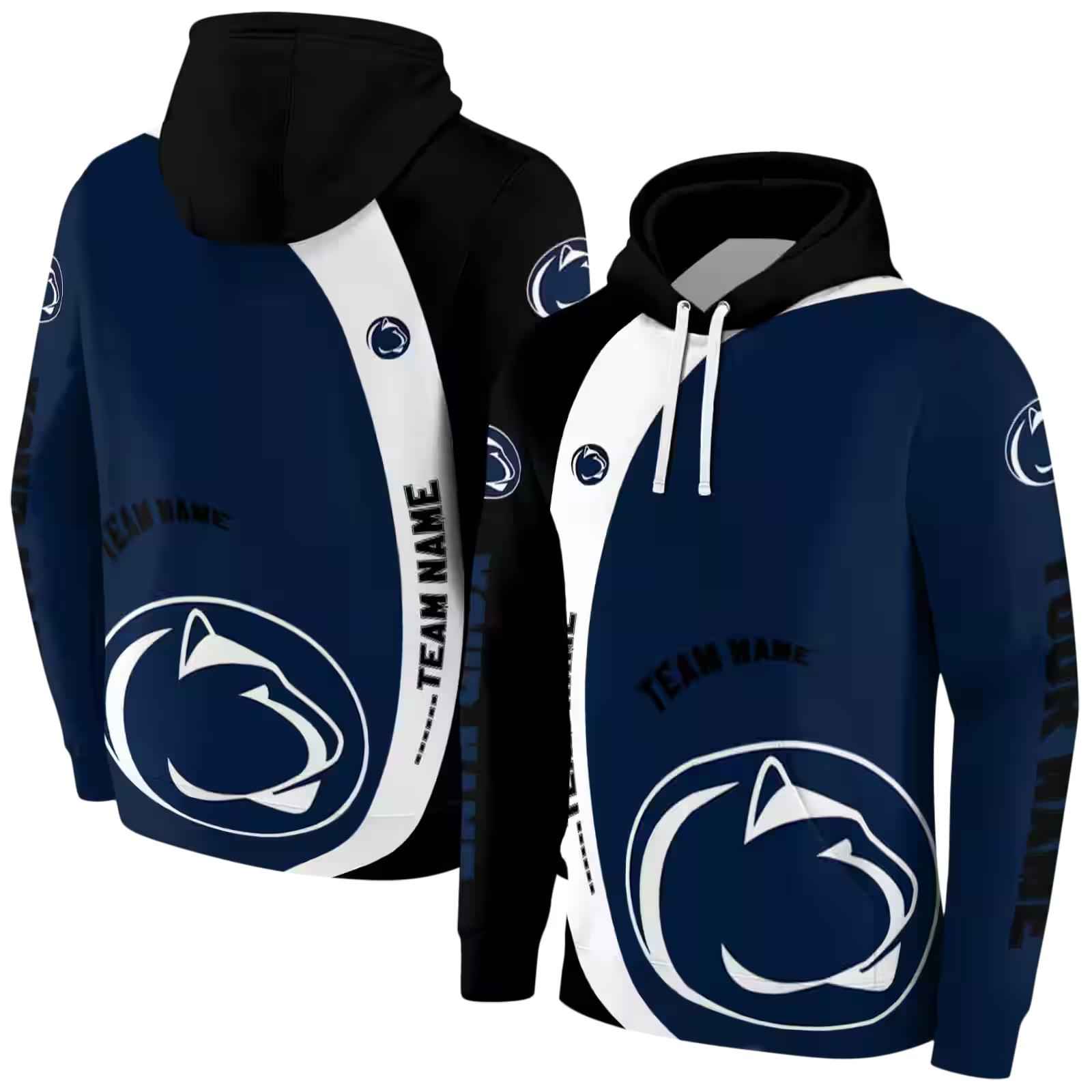 customized penn state nittany lions minimalist design blue black hoodie fashion forward