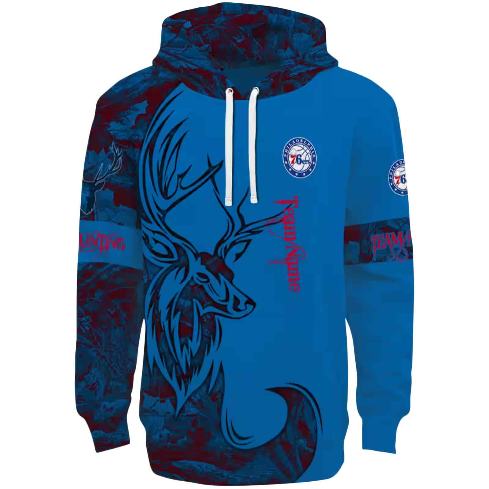 Customized Philadelphia 76ers Deer Silhouette Blue Hoodie